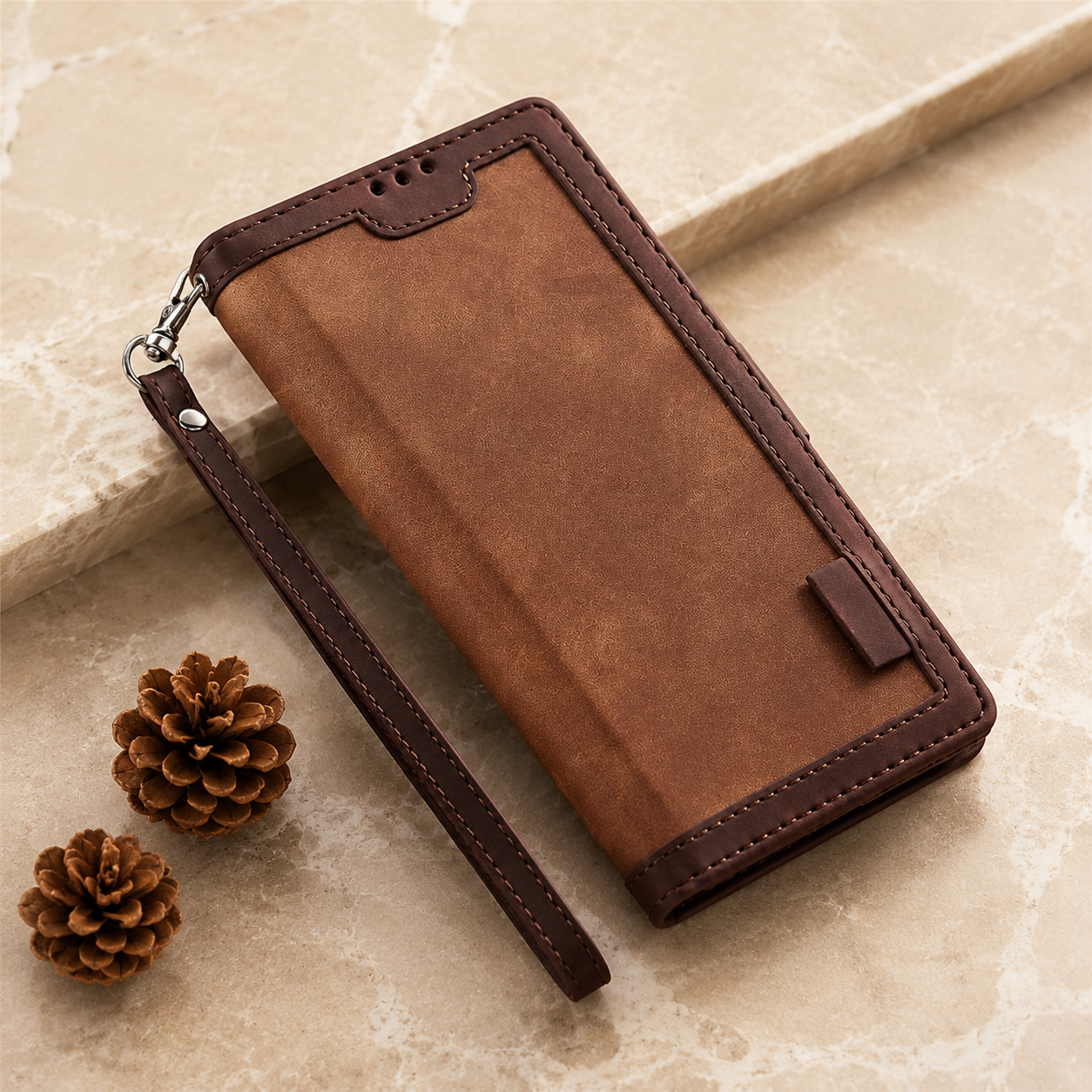 Premium Luxury iPhone Case PU Leather Wallet Flip Cover Card Slots Magnetic Closure Kickstand Shockproof Full Body Protection Slim Elegant Design Finish