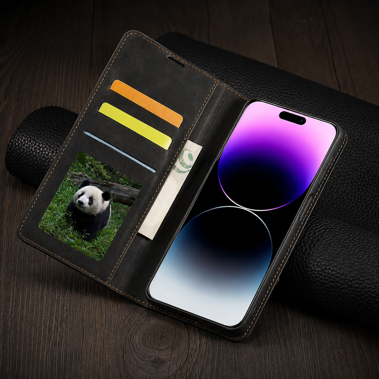 Premium Luxury iPhone Case Suede Leather Wallet Cover Card Holder Magnetic Closure Shockproof Full Body Protection Slim Protective Design Finish Style