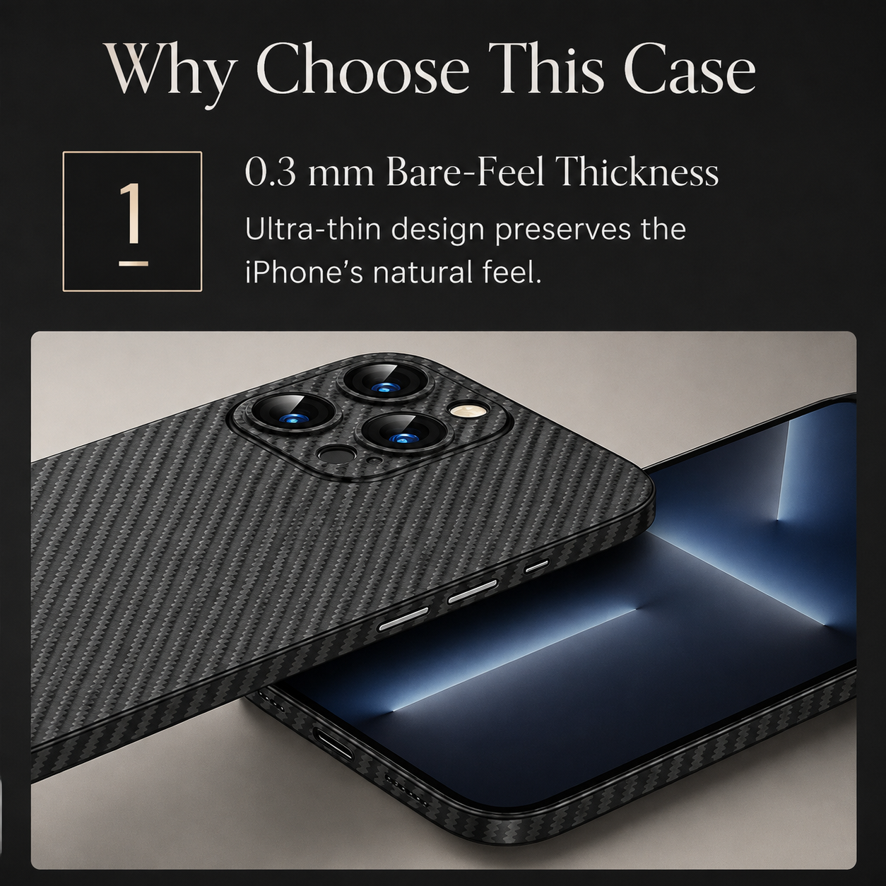 Premium Luxury iPhone Case Ultra Thin Carbon Fiber Matte Cover 0.2mm PP Back Lightweight Scratch Resistant Slim Minimalist Protective Design Finish
