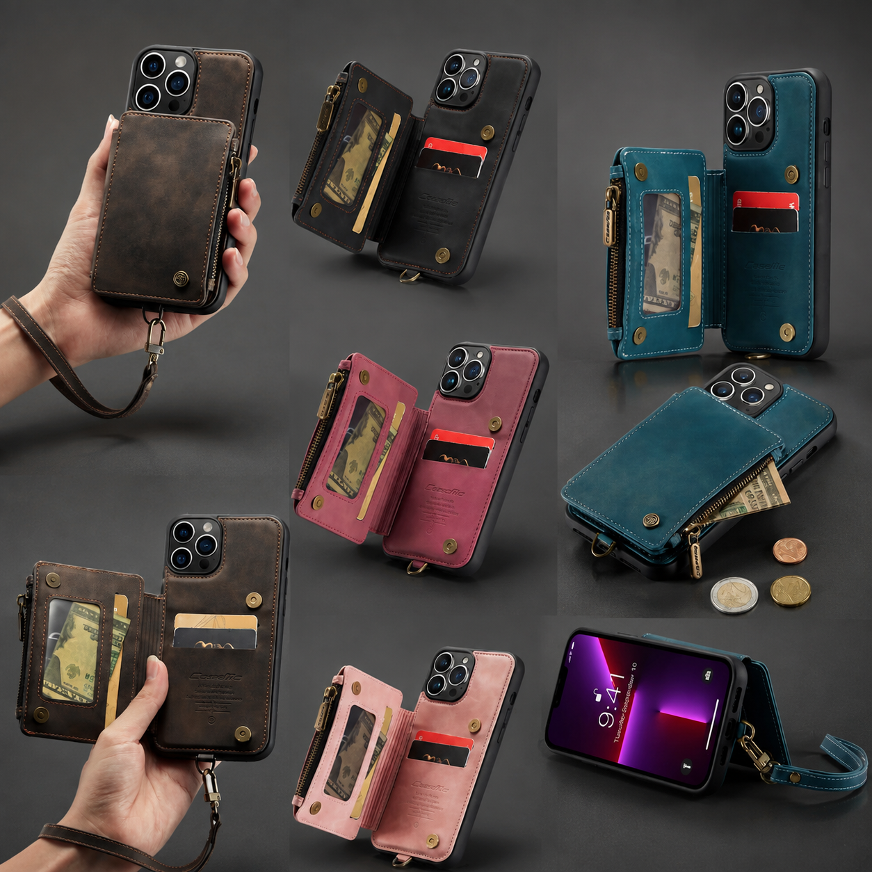 Premium Luxury iPhone Case Wallet MagSafe Compatible Leather Card Holder Stand Shockproof Camera Lens Protection Slim Protective Design Finish