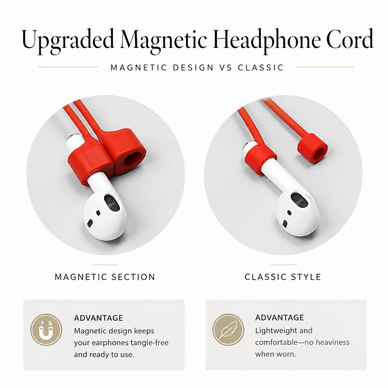 Premium Magnetic Anti-Lost AirPods Strap Silicone Neckband Cord Wireless Earbuds Holder Secure Magnetic Lanyard Lightweight Compatible with AirPods