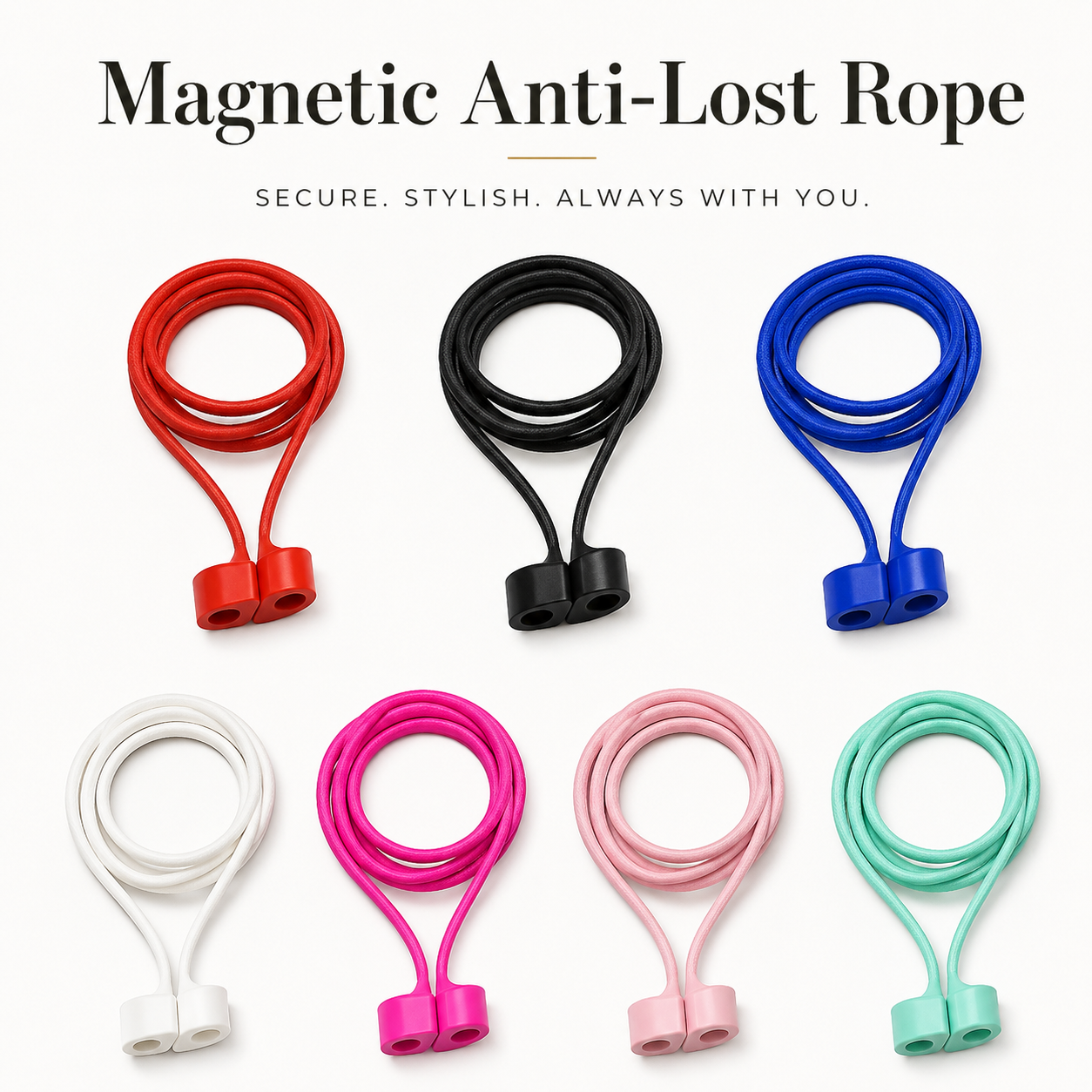 Premium Magnetic Anti-Lost AirPods Strap Silicone Neckband Cord Wireless Earbuds Holder Secure Magnetic Lanyard Lightweight Compatible with AirPods