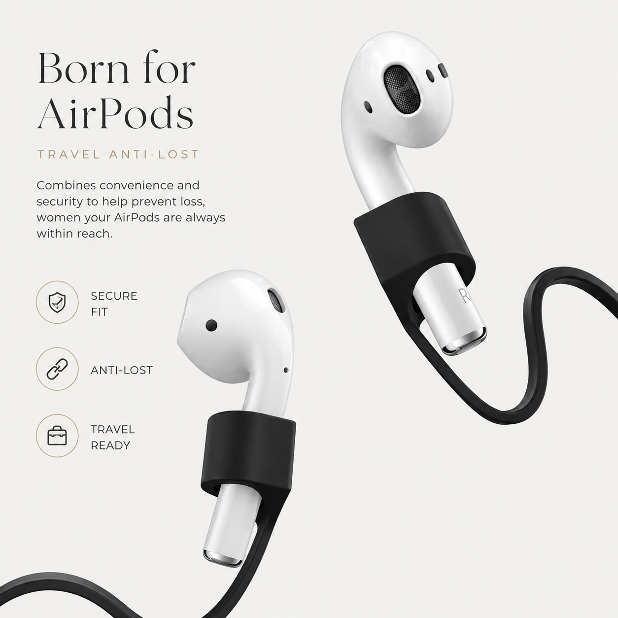 Premium Magnetic Anti-Lost AirPods Strap Silicone Neckband Cord Wireless Earbuds Holder Secure Magnetic Lanyard Lightweight Compatible with AirPods