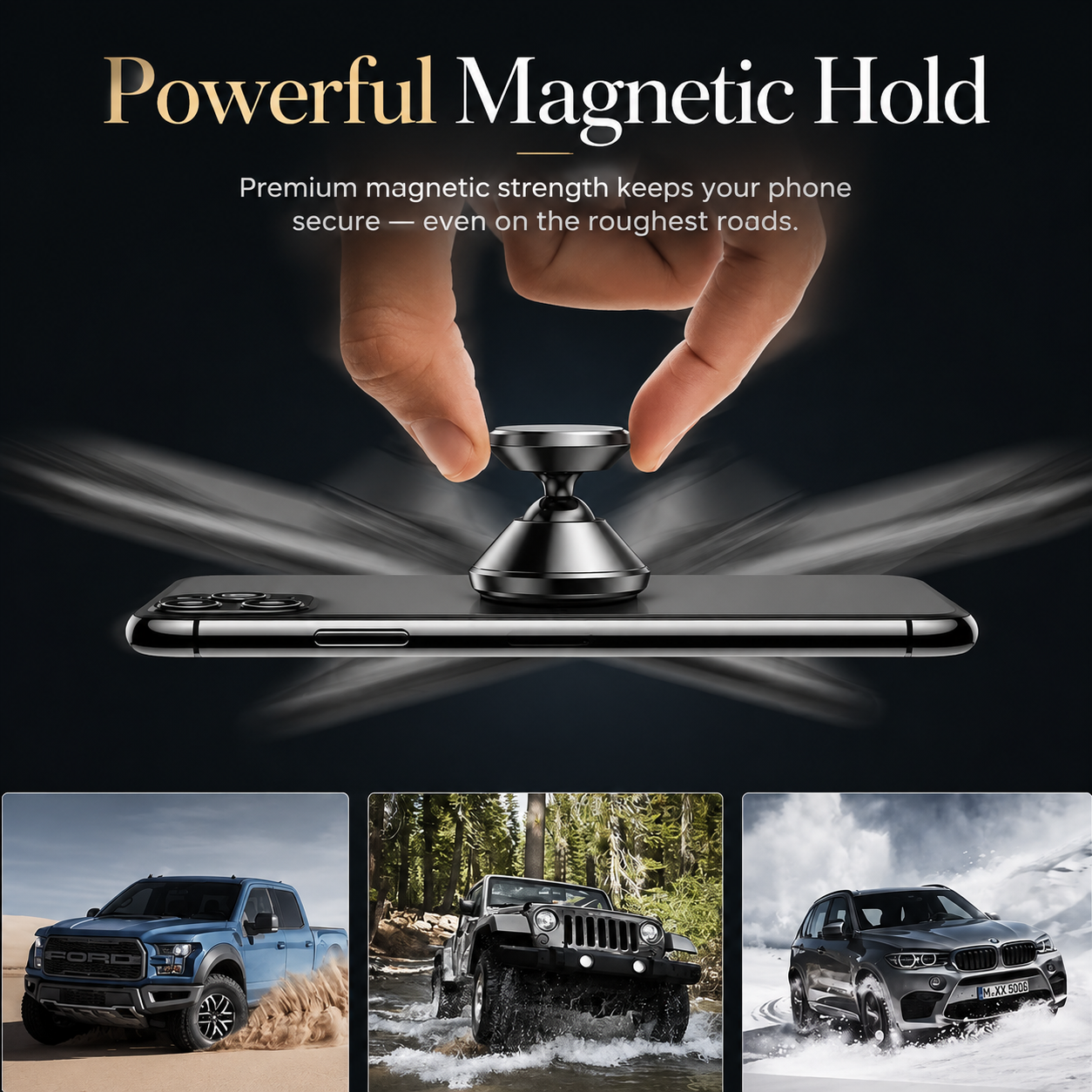 Premium Magnetic Car Phone Holder Strong Magnet Dashboard Mount Air Vent Phone Stand 360° Rotation GPS Navigation Hands-Free Compatible with iPhone