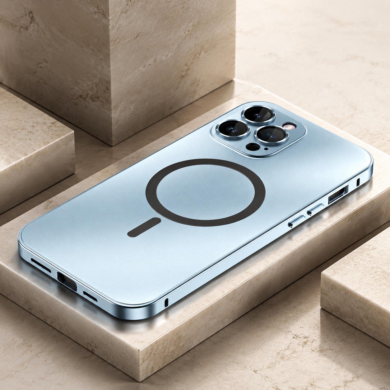 Premium Magnetic Metal iPhone Case Aluminum Frame Shockproof Slim Protective Cover Lens Film Protection Transparent Back Luxury Design