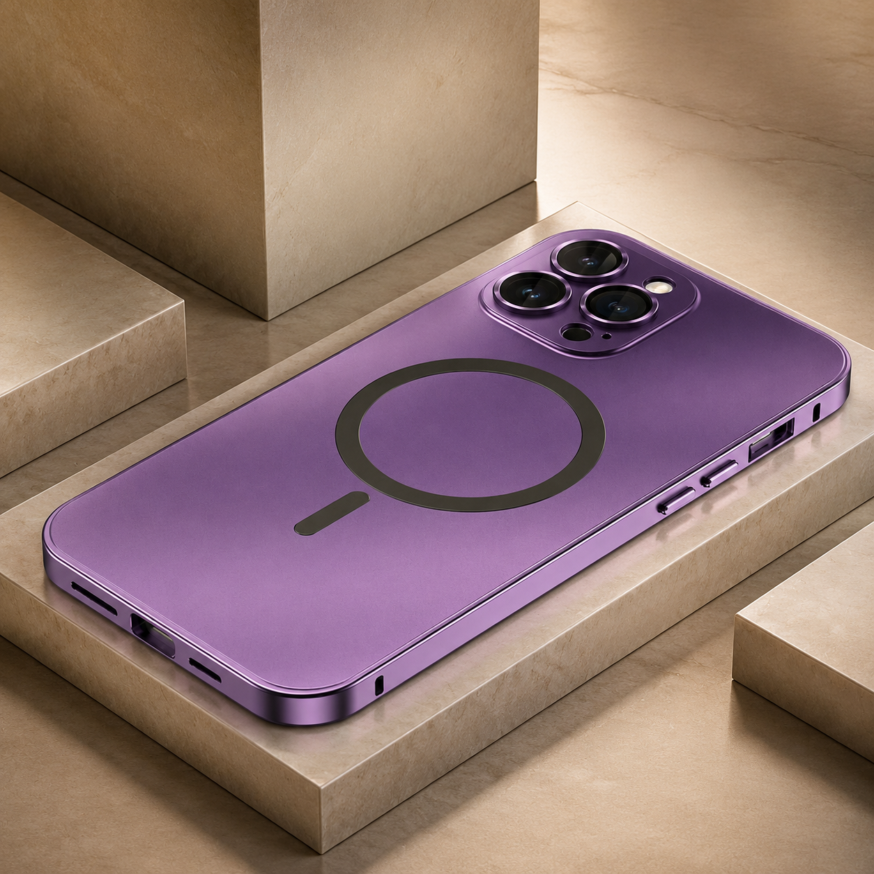 Premium Magnetic Metal iPhone Case Aluminum Frame Shockproof Slim Protective Cover Lens Film Protection Transparent Back Luxury Design