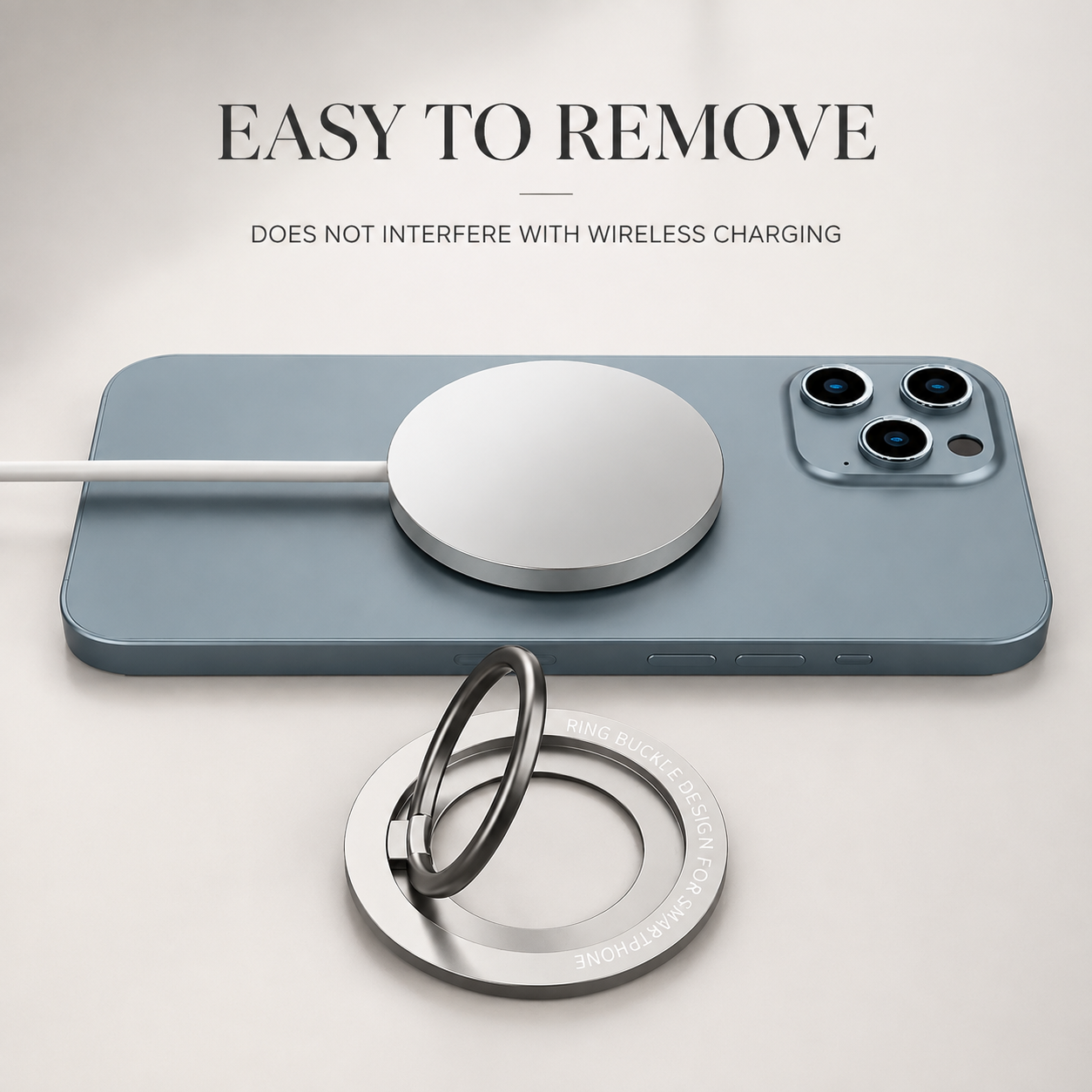 Premium Magnetic Phone Ring Holder for MagSafe 360° Rotating Phone Grip Stand Detachable Foldable Magnetic Finger Holder Kickstand Compatible with iPhone