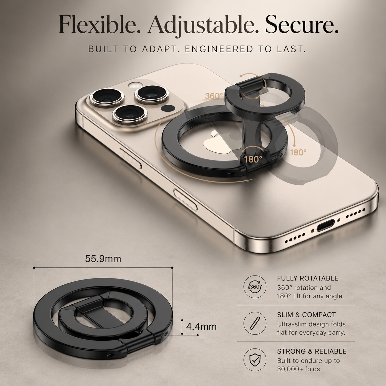 Premium Magnetic Ring Holder MagSafe Phone Grip Stand Double Sided Magnetic Finger Ring Holder Dual Magnet Kickstand Compatible with iPhone