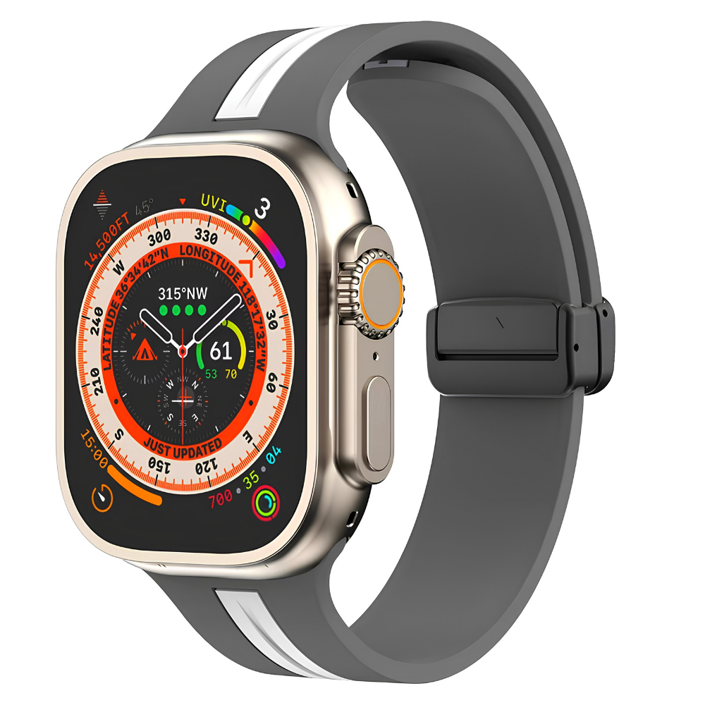 Premium Magnetic Silicone Smartwatch Strap Breathable Replacement Watch Band Snap Closure Sweat Resistant Adjustable Compatible with Apple Watch