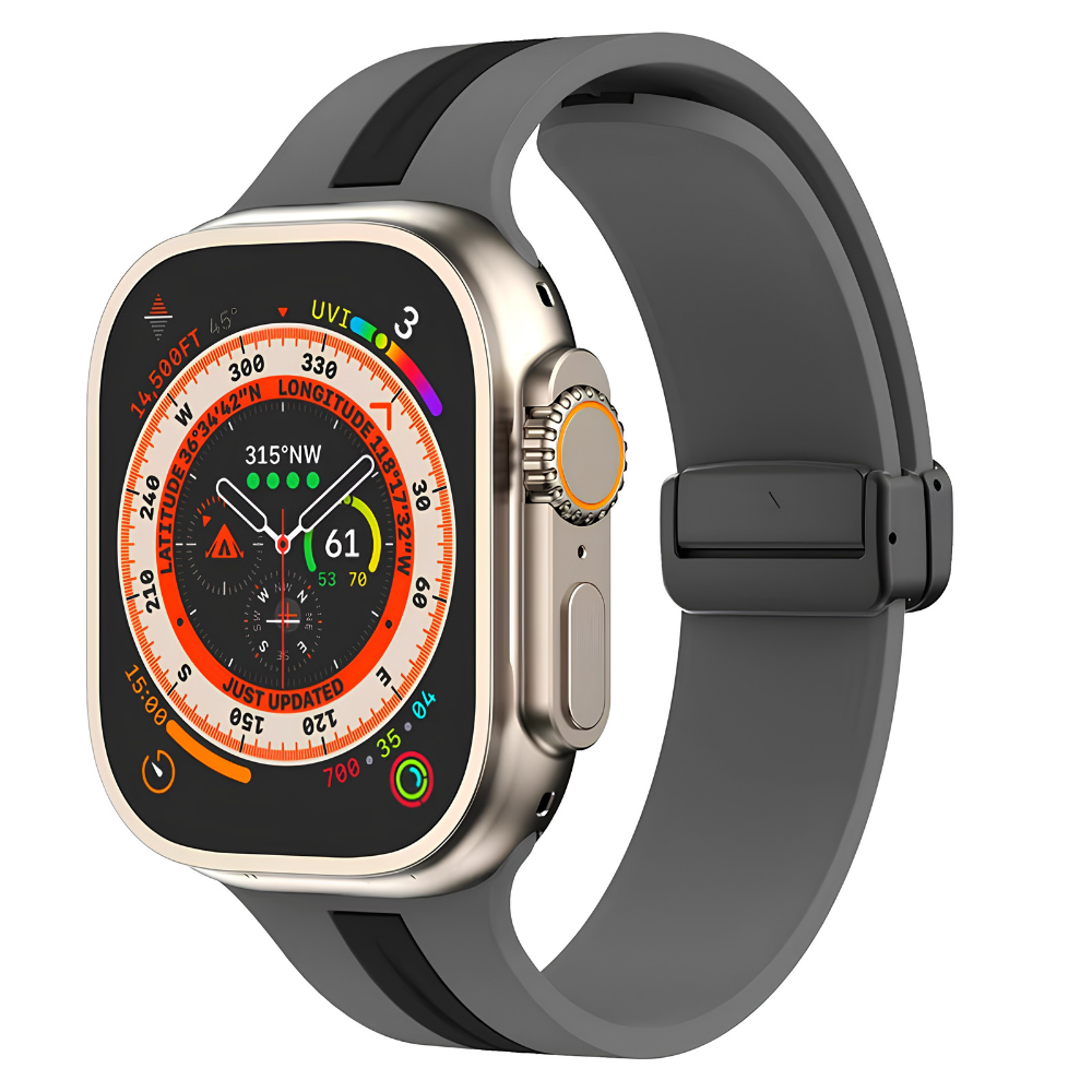 Premium Magnetic Silicone Smartwatch Strap Breathable Replacement Watch Band Snap Closure Sweat Resistant Adjustable Compatible with Apple Watch