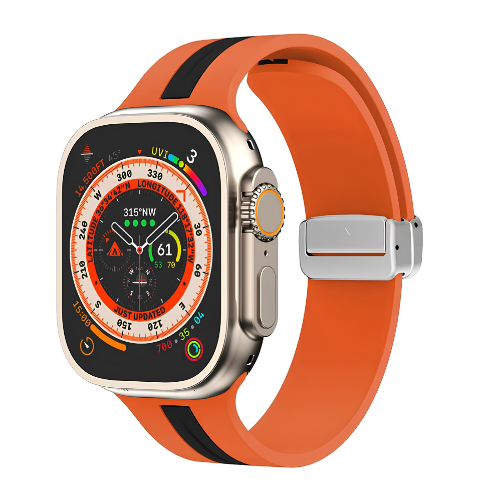 Premium Magnetic Silicone Smartwatch Strap Breathable Replacement Watch Band Snap Closure Sweat Resistant Adjustable Compatible with Apple Watch