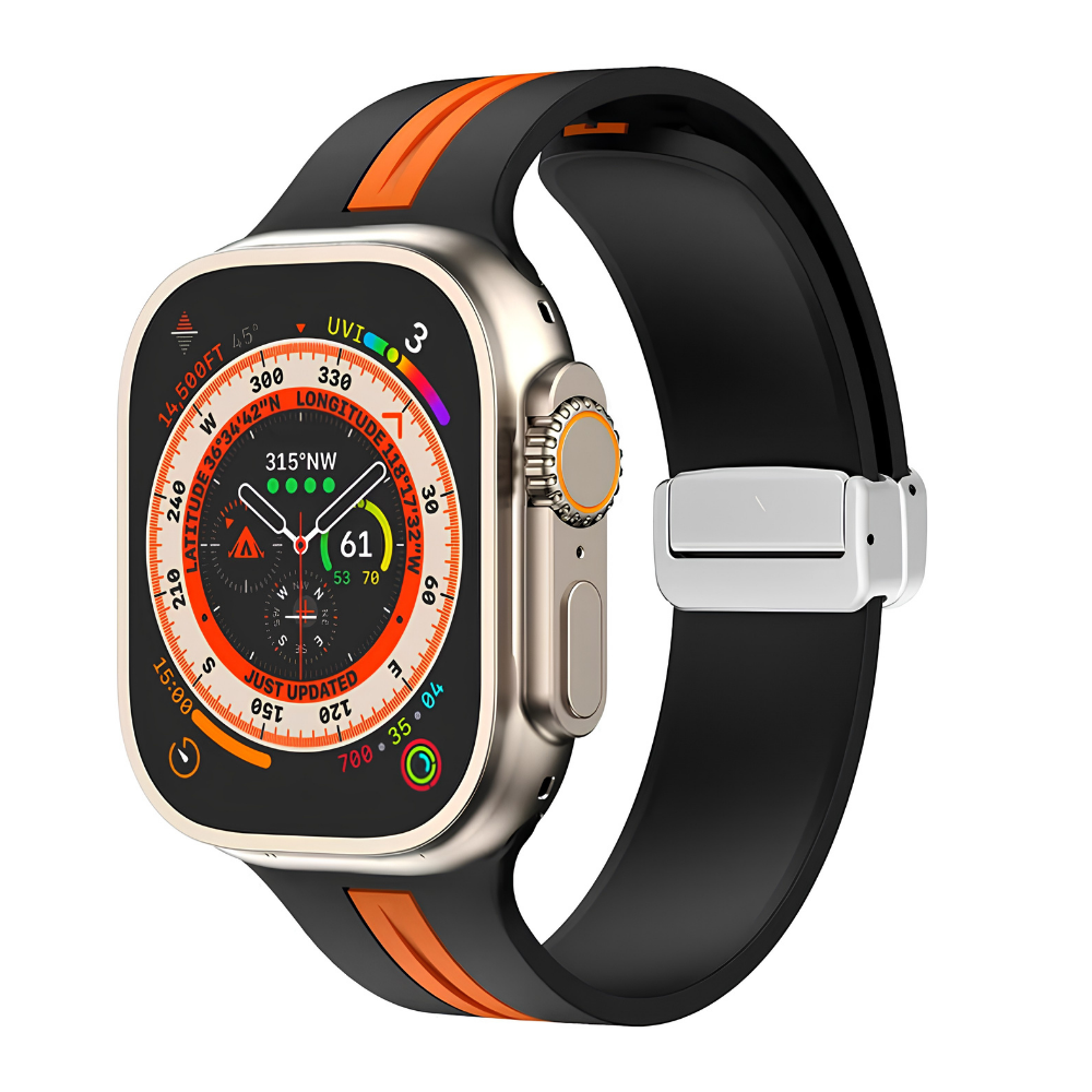 Premium Magnetic Silicone Smartwatch Strap Breathable Replacement Watch Band Snap Closure Sweat Resistant Adjustable Compatible with Apple Watch