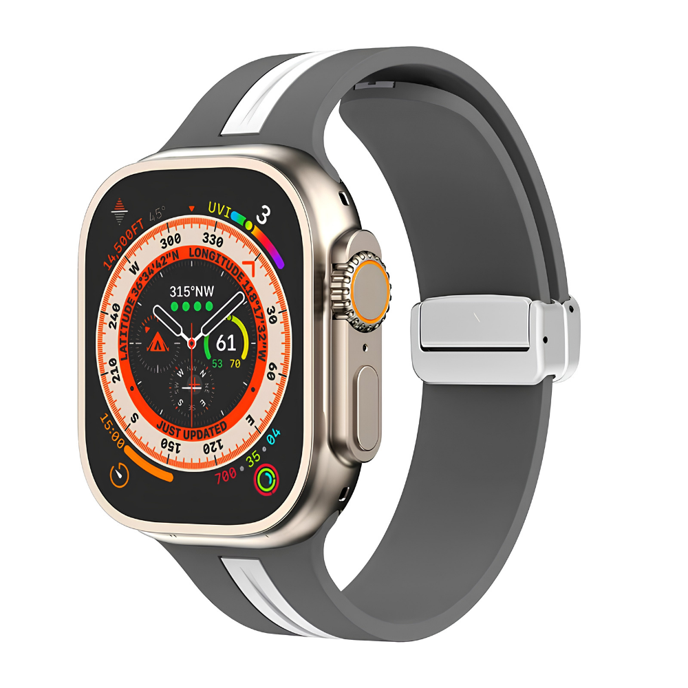 Premium Magnetic Silicone Smartwatch Strap Breathable Replacement Watch Band Snap Closure Sweat Resistant Adjustable Compatible with Apple Watch