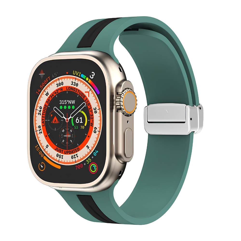 Premium Magnetic Silicone Smartwatch Strap Breathable Replacement Watch Band Snap Closure Sweat Resistant Adjustable Compatible with Apple Watch