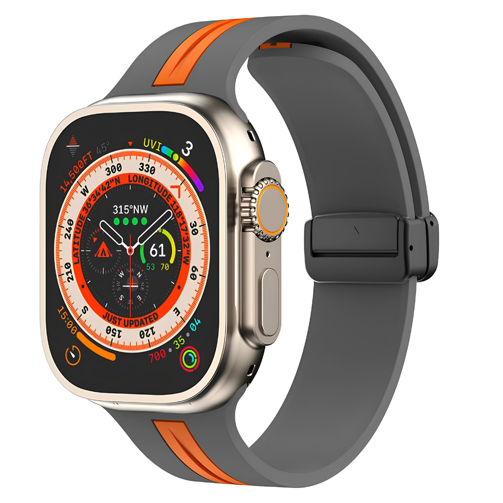 Premium Magnetic Silicone Smartwatch Strap Breathable Replacement Watch Band Snap Closure Sweat Resistant Adjustable Compatible with Apple Watch