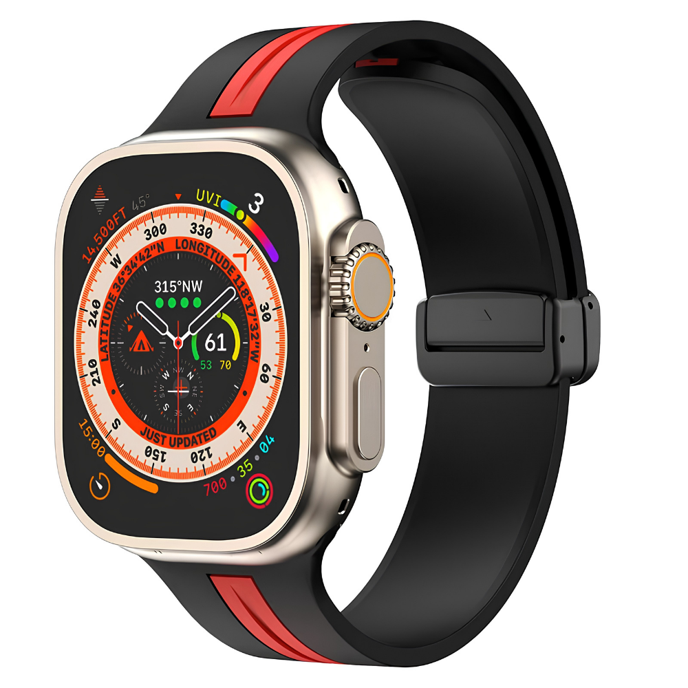 Premium Magnetic Silicone Smartwatch Strap Breathable Replacement Watch Band Snap Closure Sweat Resistant Adjustable Compatible with Apple Watch
