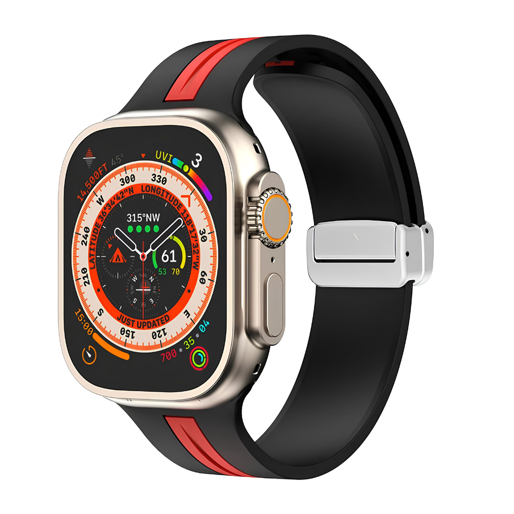 Premium Magnetic Silicone Smartwatch Strap Breathable Replacement Watch Band Snap Closure Sweat Resistant Adjustable Compatible with Apple Watch