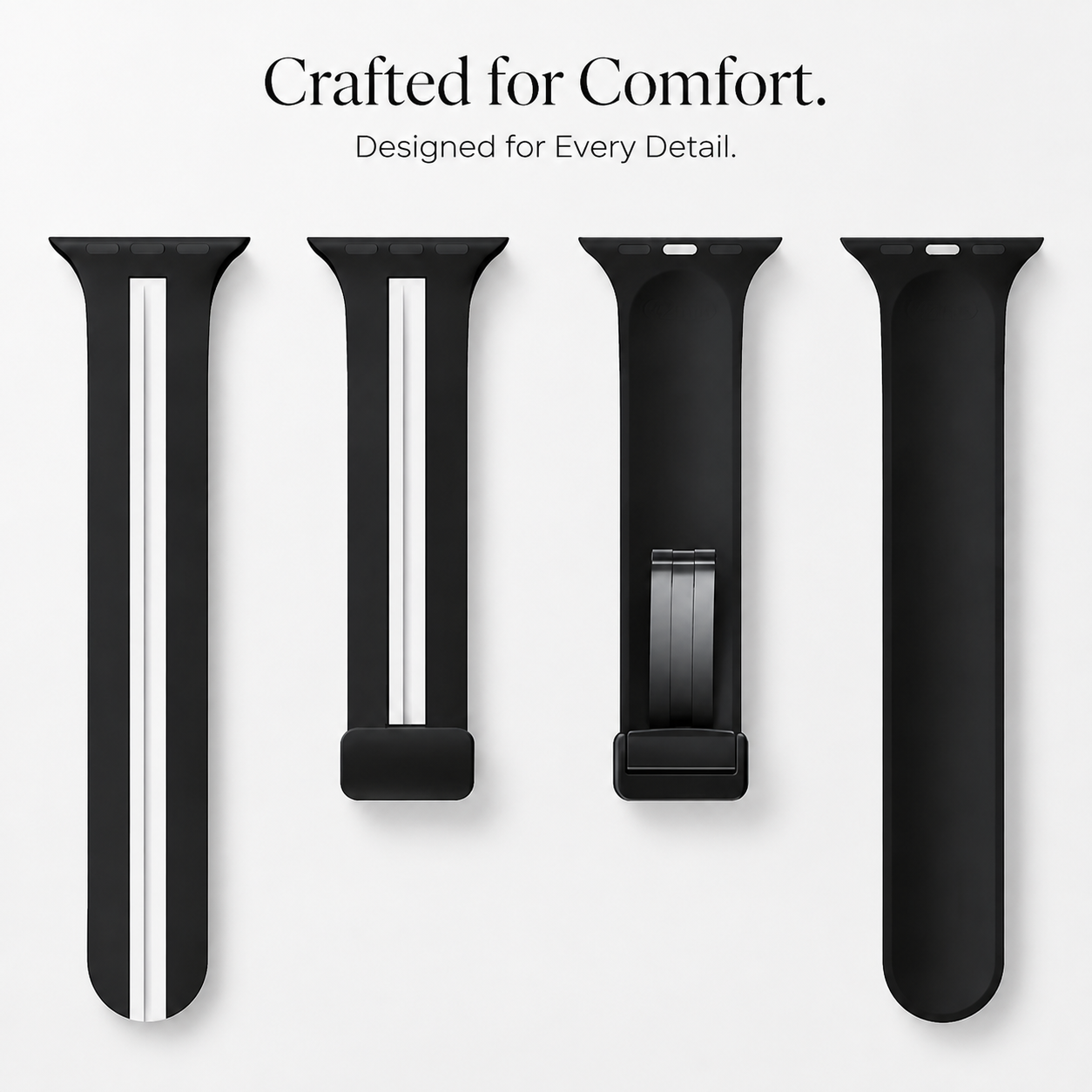 Premium Magnetic Silicone Smartwatch Strap Breathable Replacement Watch Band Snap Closure Sweat Resistant Adjustable Compatible with Apple Watch