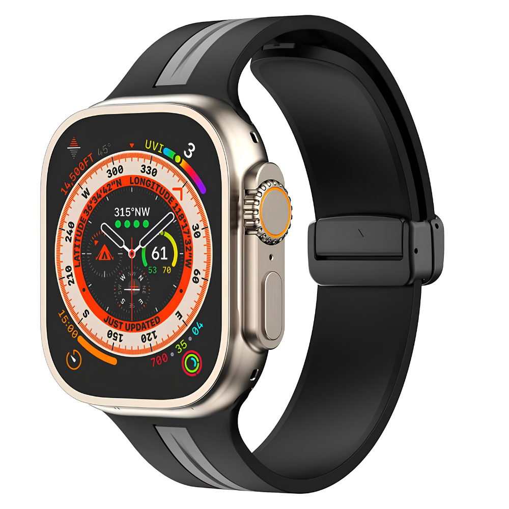 Premium Magnetic Silicone Smartwatch Strap Breathable Replacement Watch Band Snap Closure Sweat Resistant Adjustable Compatible with Apple Watch