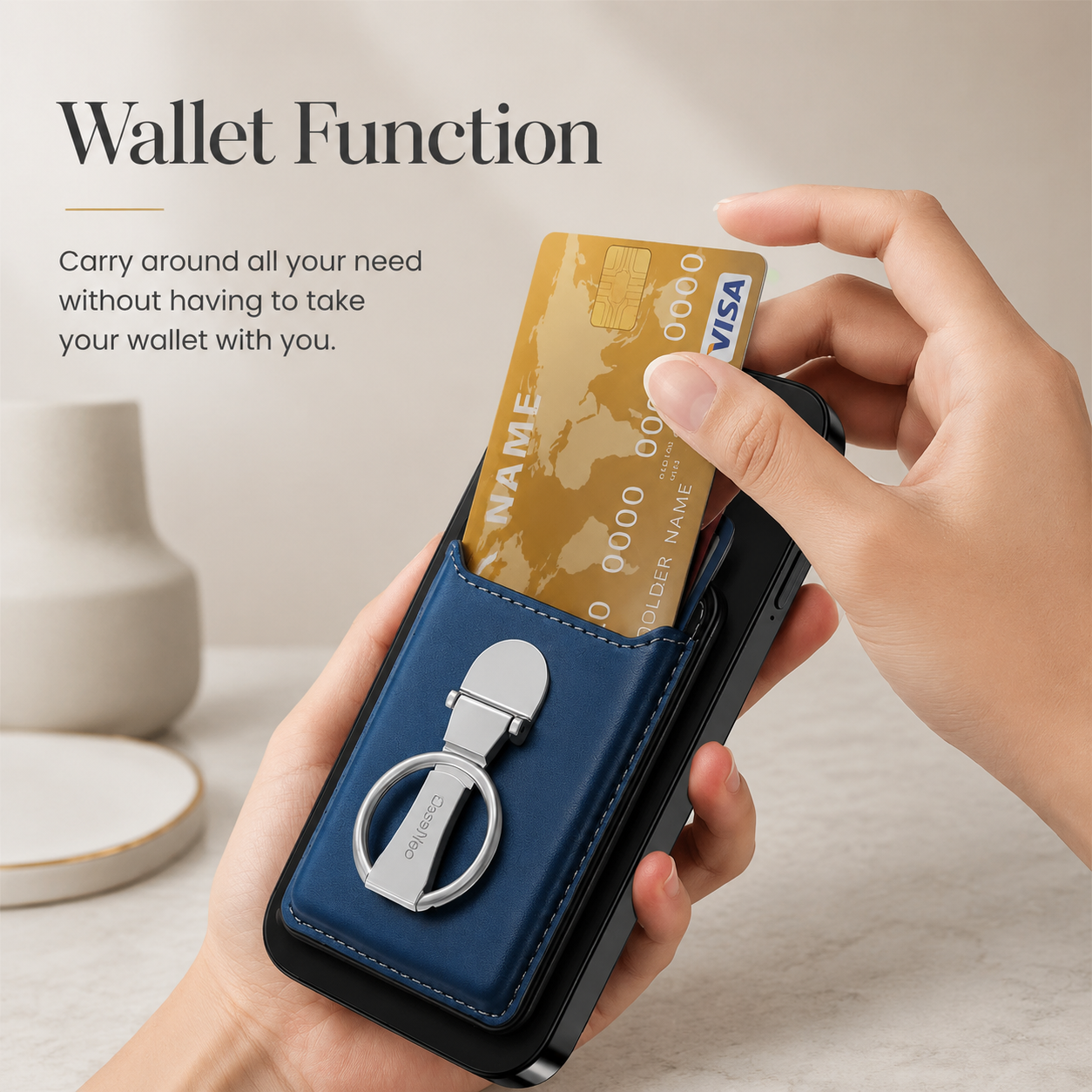 Premium Magnetic Wallet Case for MagSafe Card Holder Magnetic Wallet Multiple Card Slots Foldable Ring Holder Kickstand Strong Magnetic Attachment Compatible with iPhone