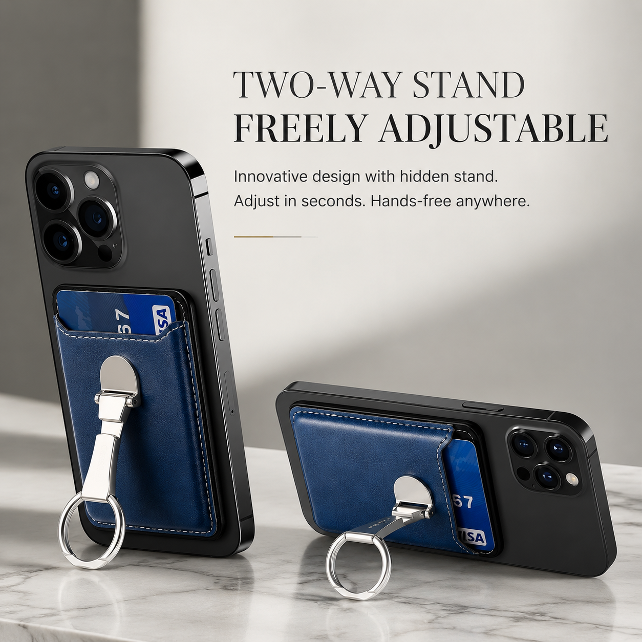 Premium Magnetic Wallet Case for MagSafe Card Holder Magnetic Wallet Multiple Card Slots Foldable Ring Holder Kickstand Strong Magnetic Attachment Compatible with iPhone