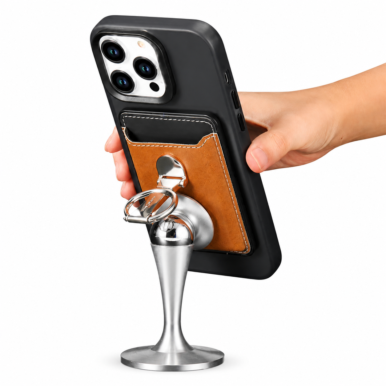Premium Magnetic Wallet Case for MagSafe Card Holder Magnetic Wallet Multiple Card Slots Foldable Ring Holder Kickstand Strong Magnetic Attachment Compatible with iPhone