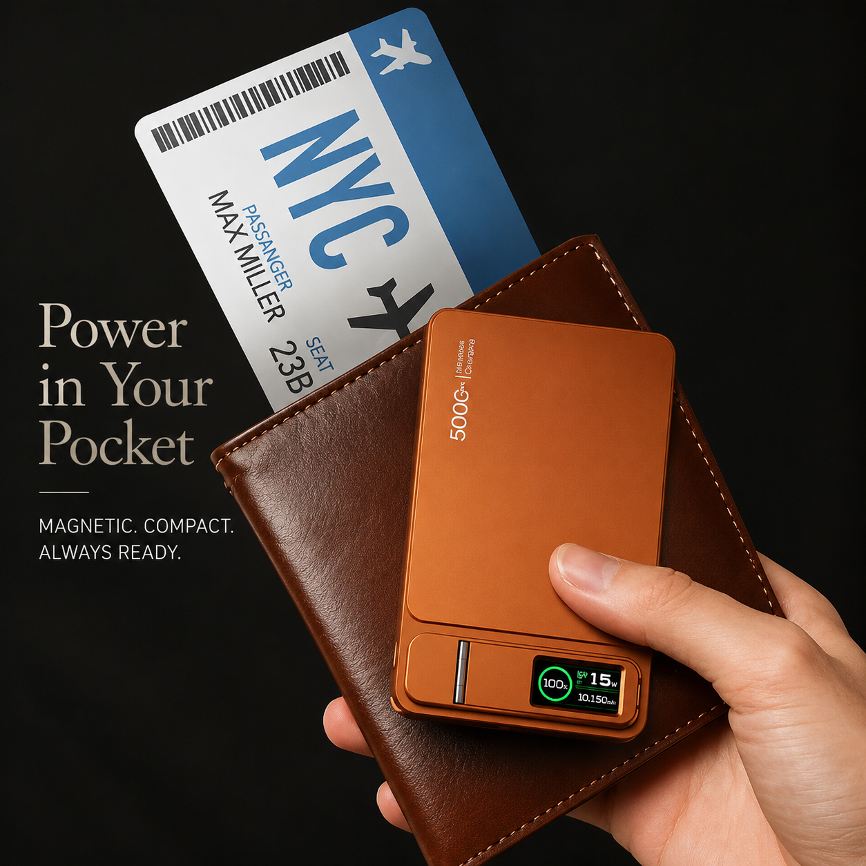 Premium Magnetic Wireless Power Bank Fast Charging Portable Battery Digital Display Metal Shell USB C Wireless Charger Two Way Charging Compatible with iPhone