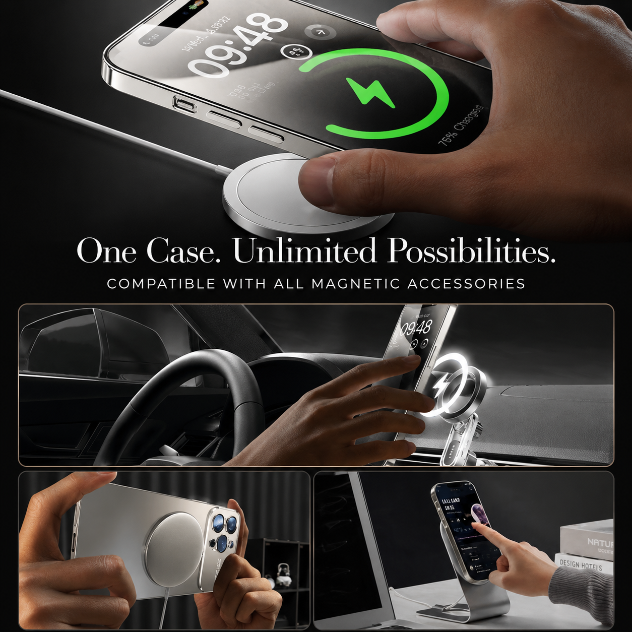 Premium Magnetic iPhone Case Matte Finish MagSafe Compatible Shockproof Slim Protective Cover Camera Lens Protection Durable Full Coverage Design