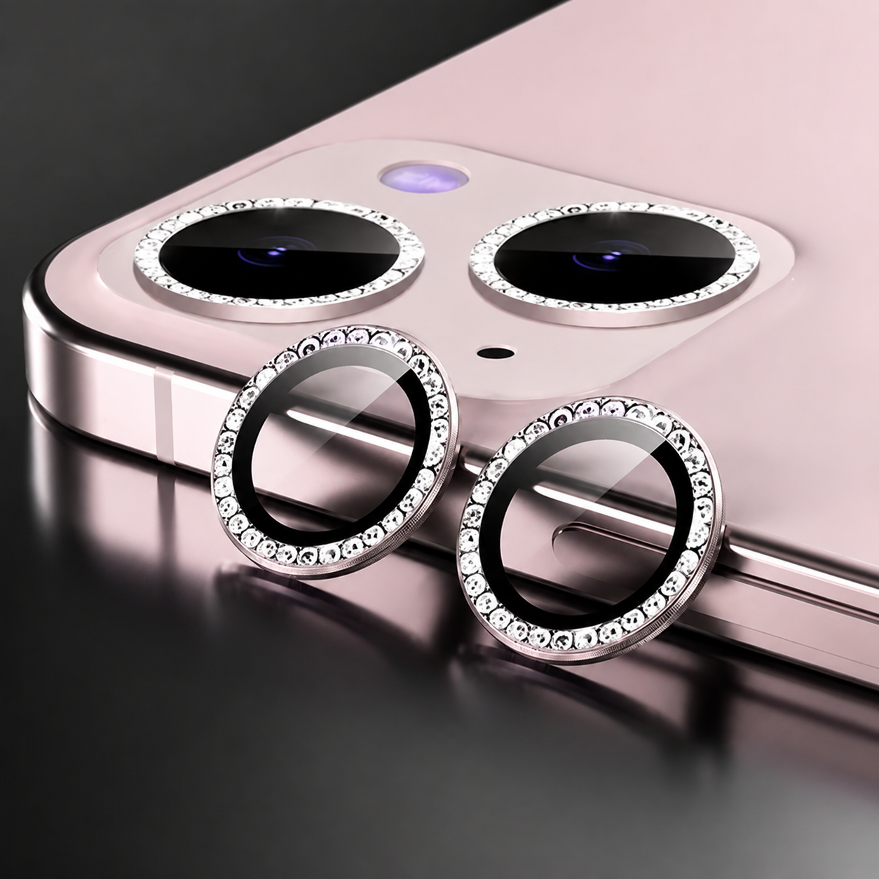 Premium Metal Camera Lens Protector Tempered Glass Camera Lens Cover Scratch Resistant Shockproof Anti-Dust Protective Ring Compatible with iPhone