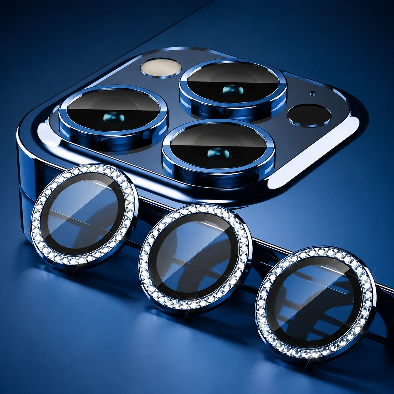 Premium Metal Camera Lens Protector Tempered Glass Camera Lens Cover Scratch Resistant Shockproof Anti-Dust Protective Ring Compatible with iPhone