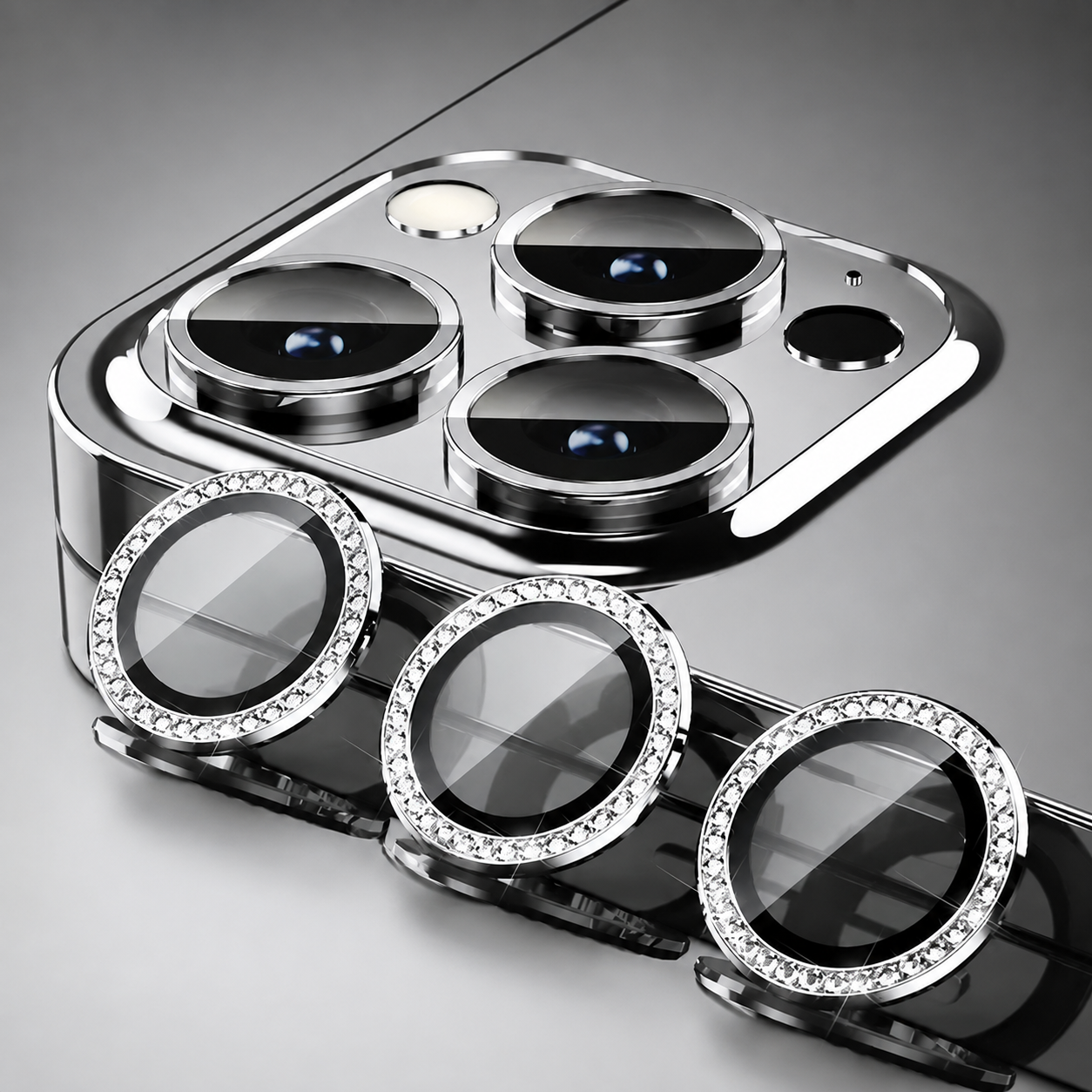 Premium Metal Camera Lens Protector Tempered Glass Camera Lens Cover Scratch Resistant Shockproof Anti-Dust Protective Ring Compatible with iPhone