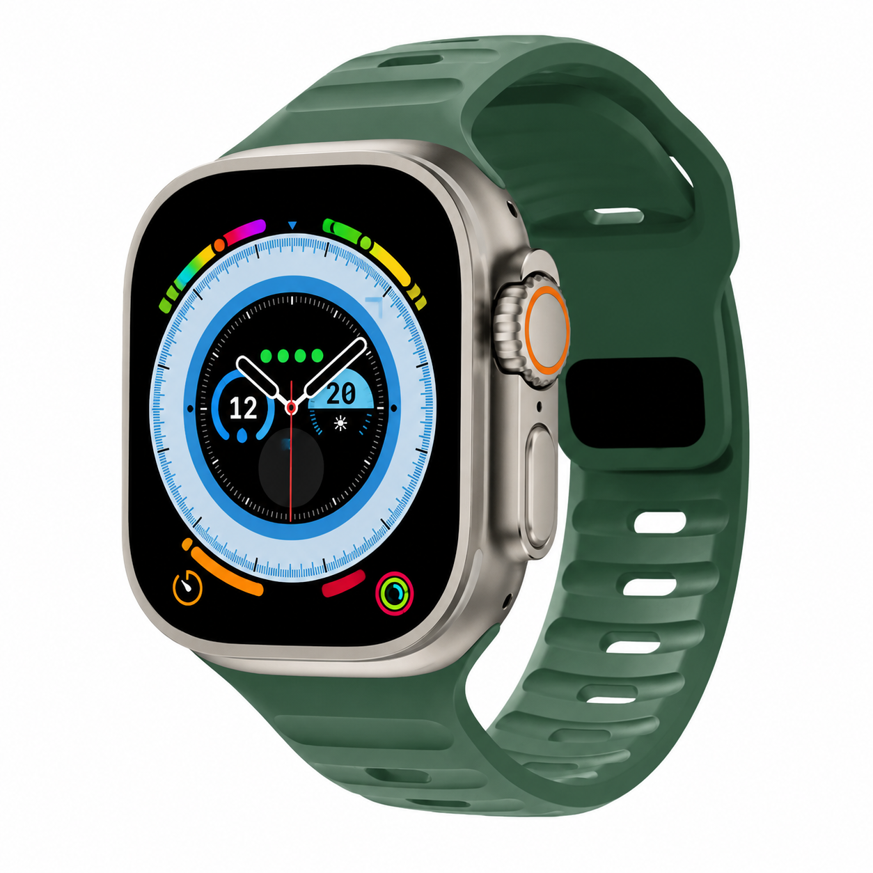 Premium Silicone Sport Watch Band Soft Waterproof Adjustable Replacement Strap Breathable Lightweight Smartwatch Wristband Compatible with iPhone