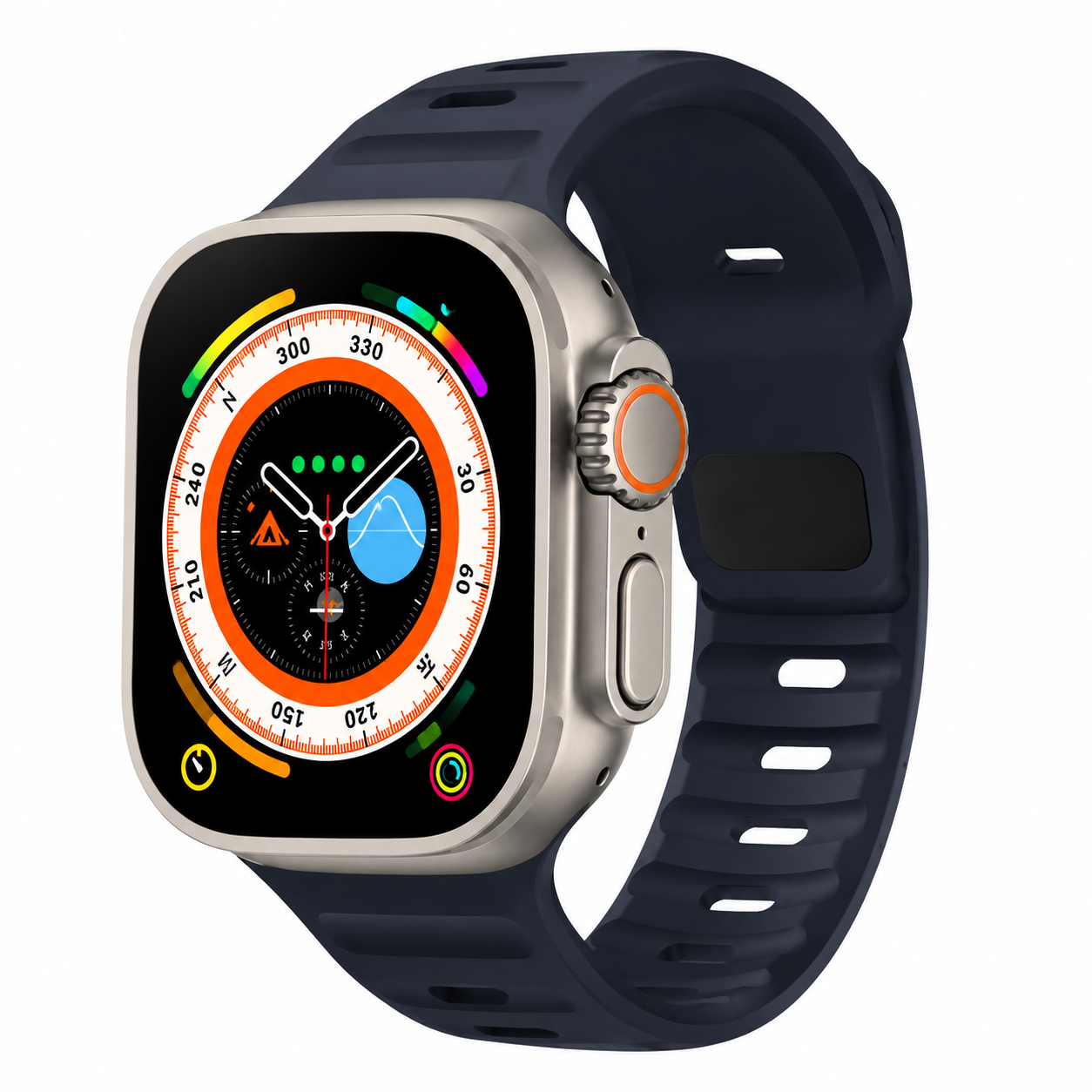 Premium Silicone Sport Watch Band Soft Waterproof Adjustable Replacement Strap Breathable Lightweight Smartwatch Wristband Compatible with iPhone