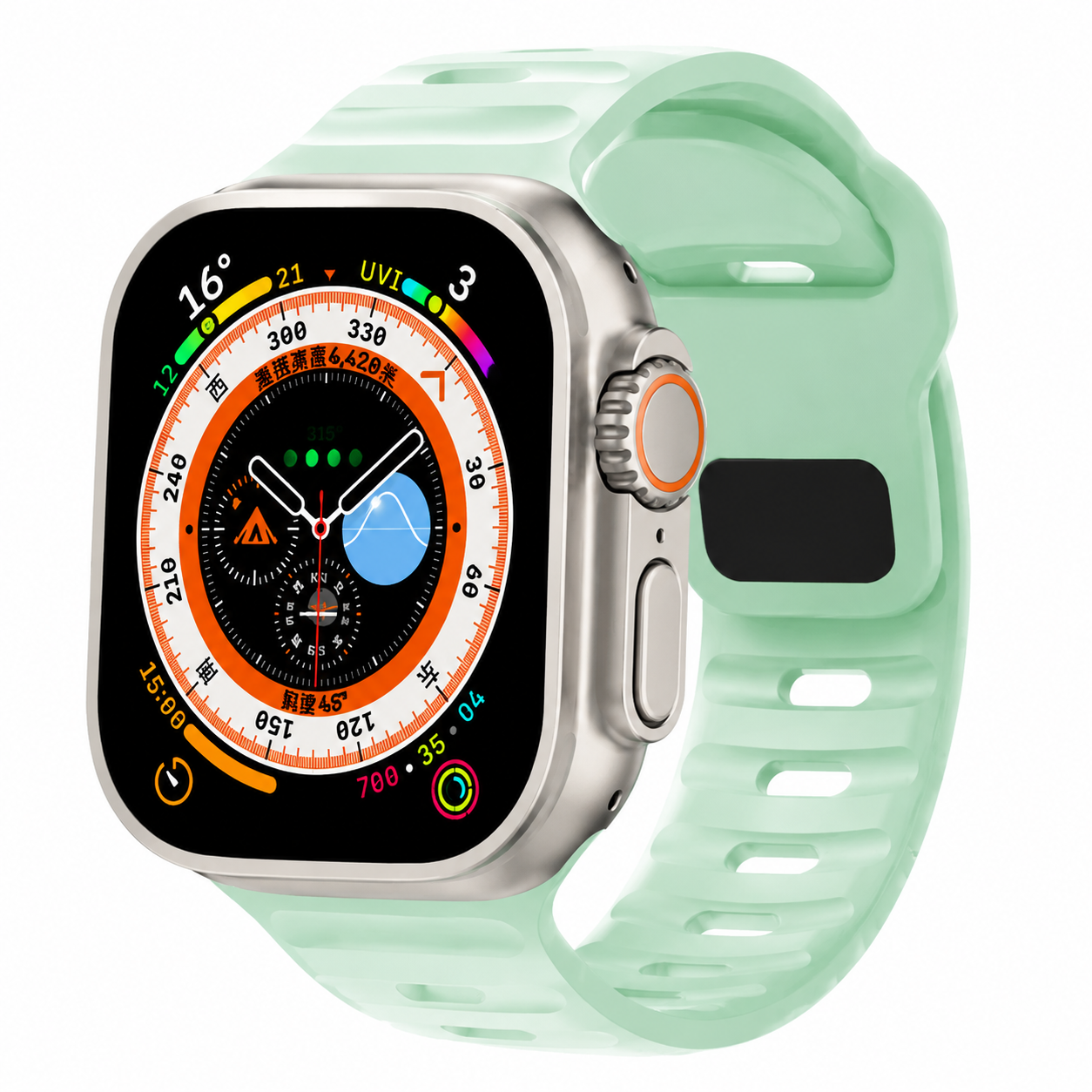 Premium Silicone Sport Watch Band Soft Waterproof Adjustable Replacement Strap Breathable Lightweight Smartwatch Wristband Compatible with iPhone