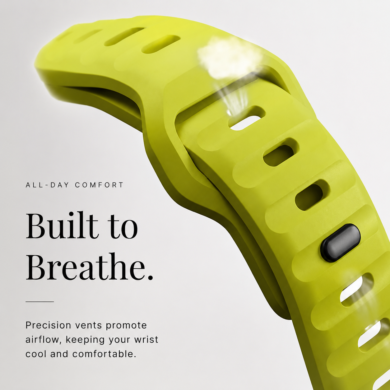 Premium Silicone Sport Watch Band Soft Waterproof Adjustable Replacement Strap Breathable Lightweight Smartwatch Wristband Compatible with iPhone