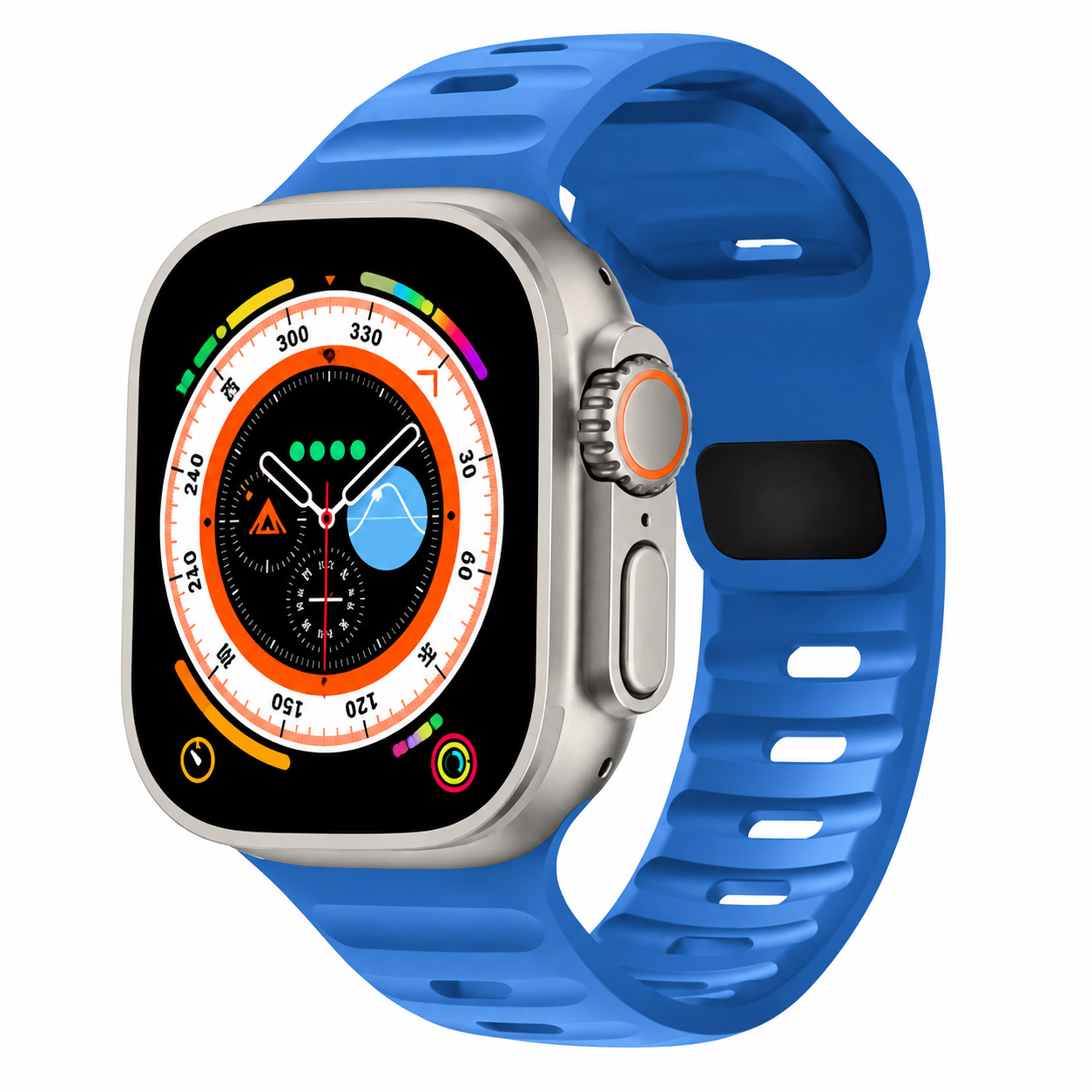 Premium Silicone Sport Watch Band Soft Waterproof Adjustable Replacement Strap Breathable Lightweight Smartwatch Wristband Compatible with iPhone