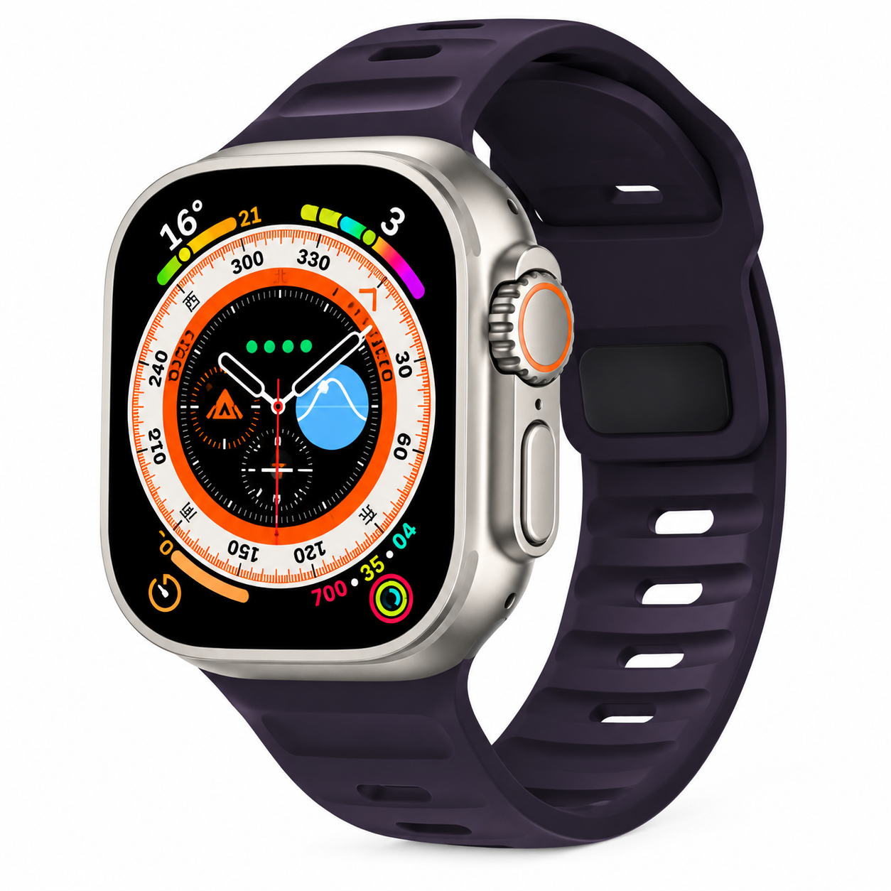 Premium Silicone Sport Watch Band Soft Waterproof Adjustable Replacement Strap Breathable Lightweight Smartwatch Wristband Compatible with iPhone