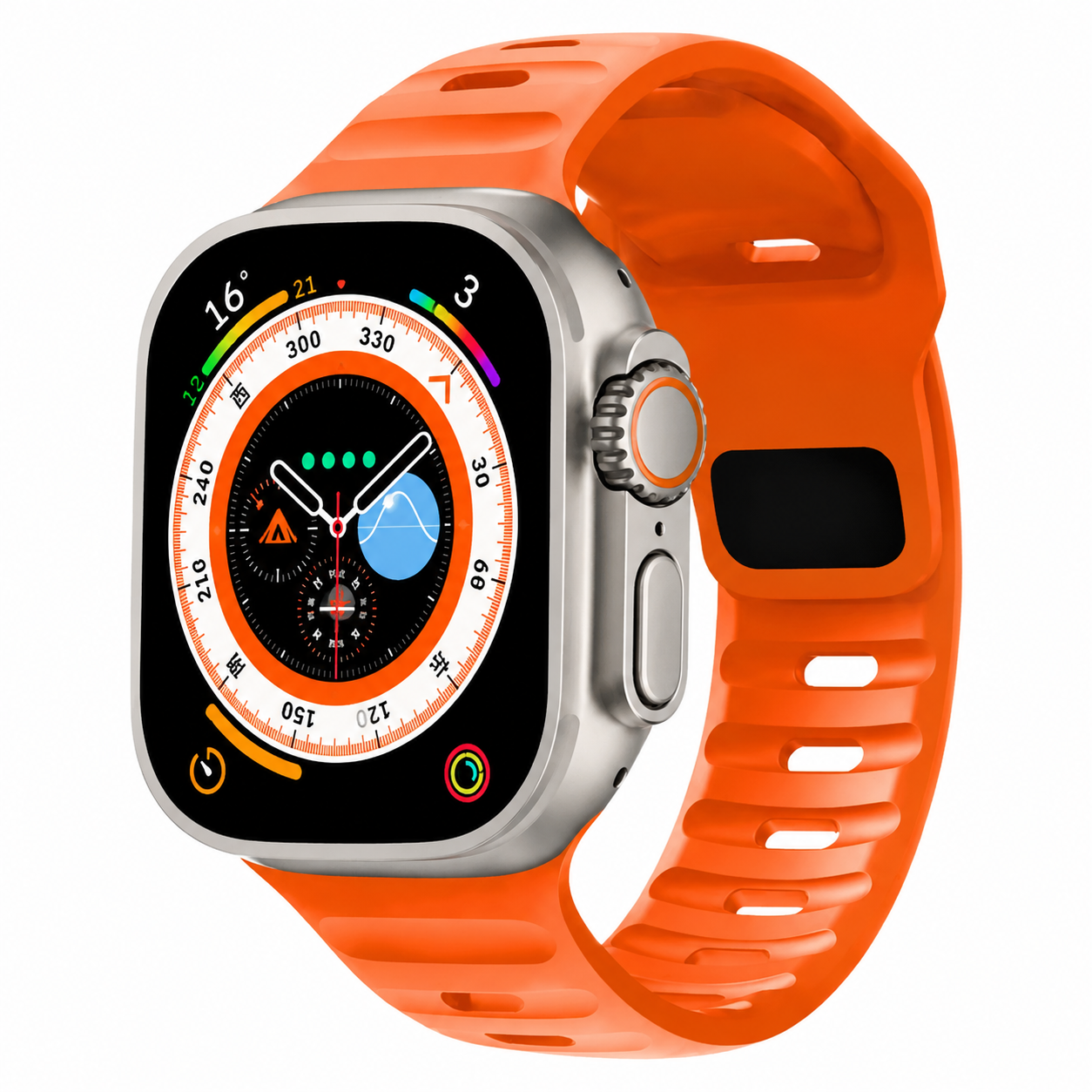 Premium Silicone Sport Watch Band Soft Waterproof Adjustable Replacement Strap Breathable Lightweight Smartwatch Wristband Compatible with iPhone