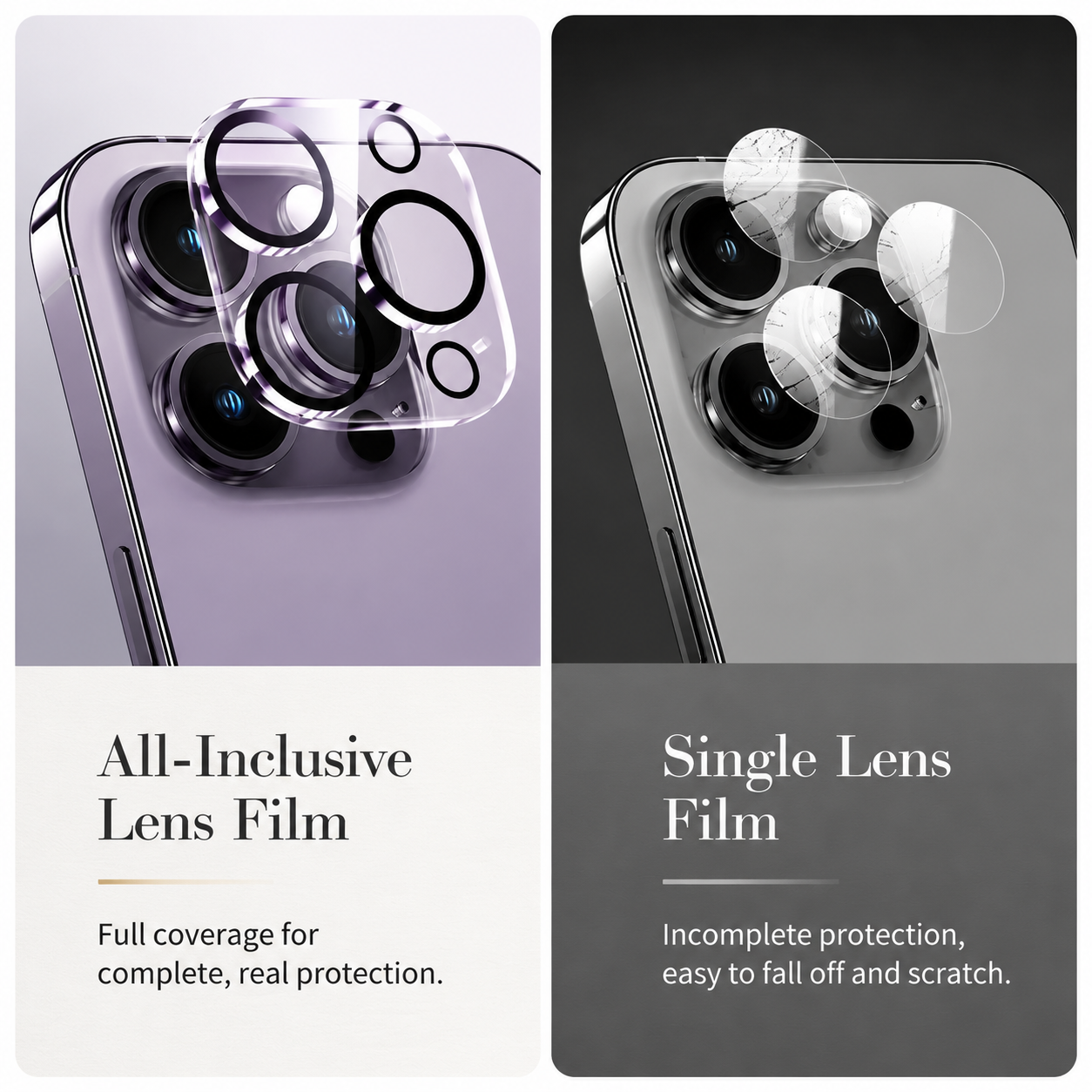 Premium Ultra Thin Camera Lens Protector 4 Pack Tempered Glass Camera Lens Cover Anti-Scratch Anti-Fingerprint Full Coverage HD Clear Compatible with iPhone