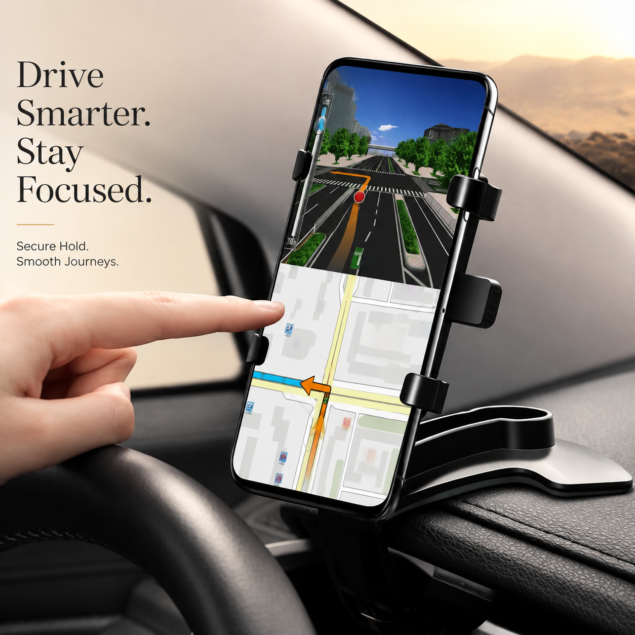 Premium Universal Car Phone Holder Mount 3-in-1 Dashboard Rearview Mirror Sun Visor Stand 360° Rotation Anti-Slip Compatible with iPhone