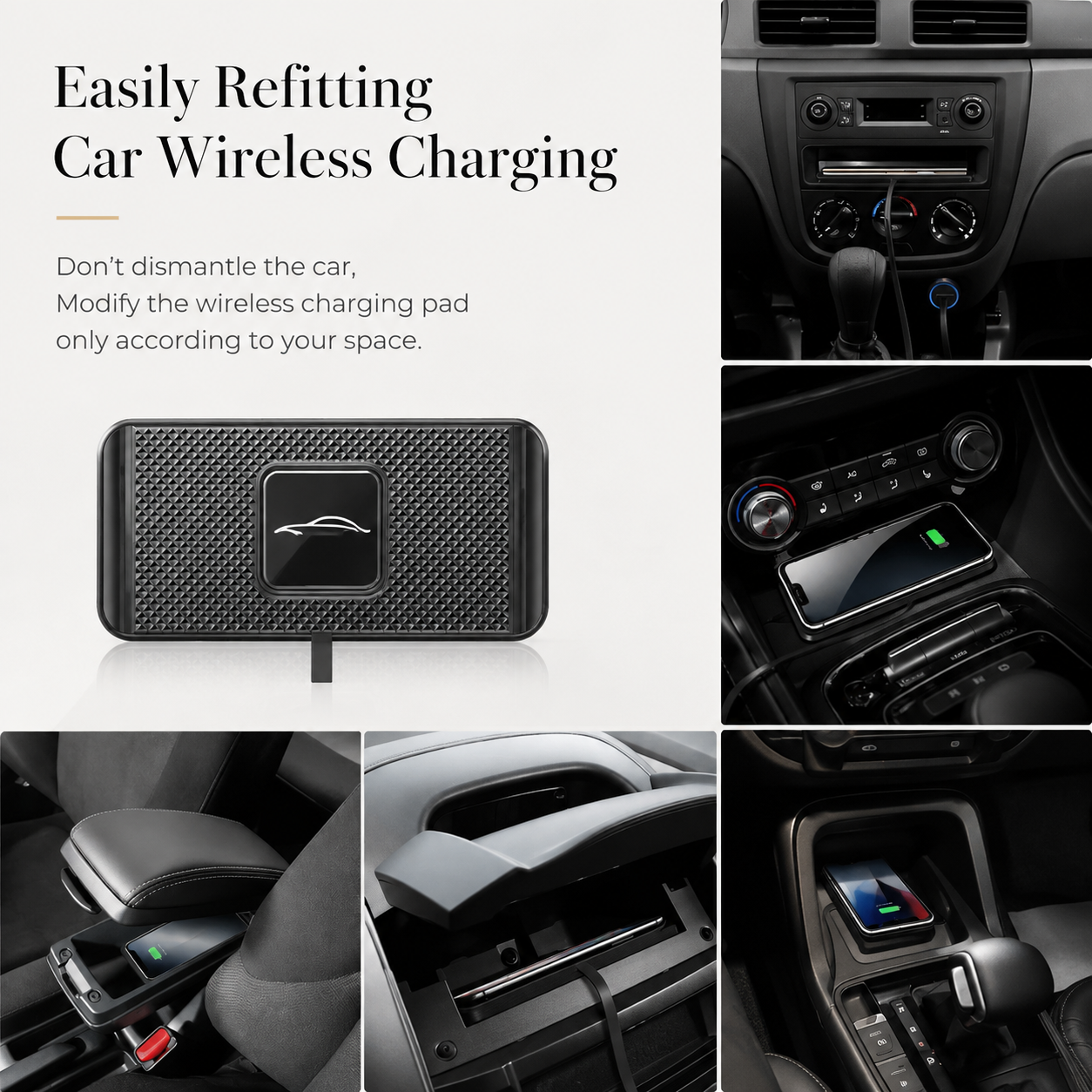 Premium Wireless Car Charger 15W Fast Wireless Charging Dashboard Phone Charging Pad Anti-Slip Silicone Cradle Dock Compatible with iPhone