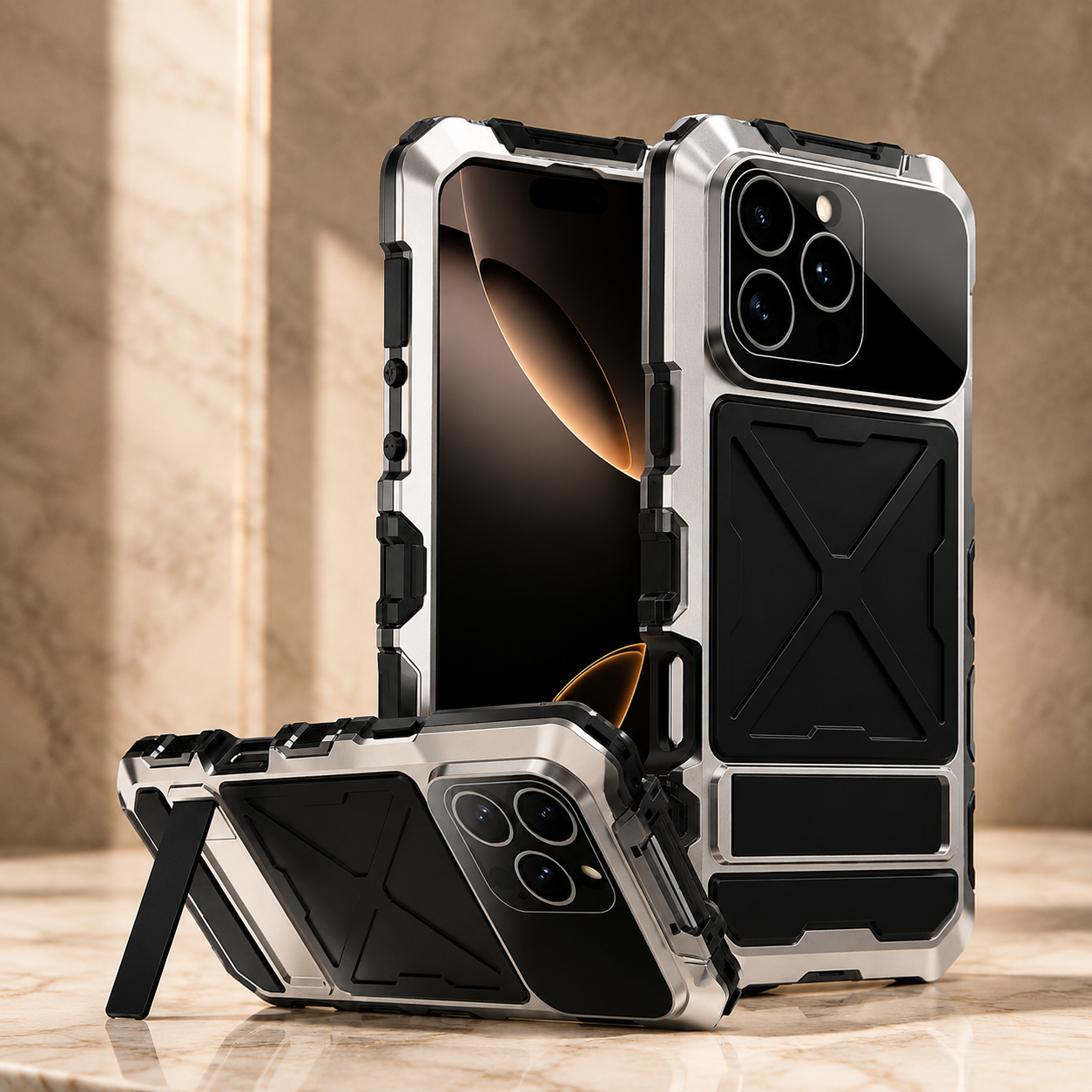 Premium iPhone Case 360° Metal Lock Glass Cover MagSafe Compatible Magnetic Full Body Protection Shockproof Double Tempered Glass Frame Design