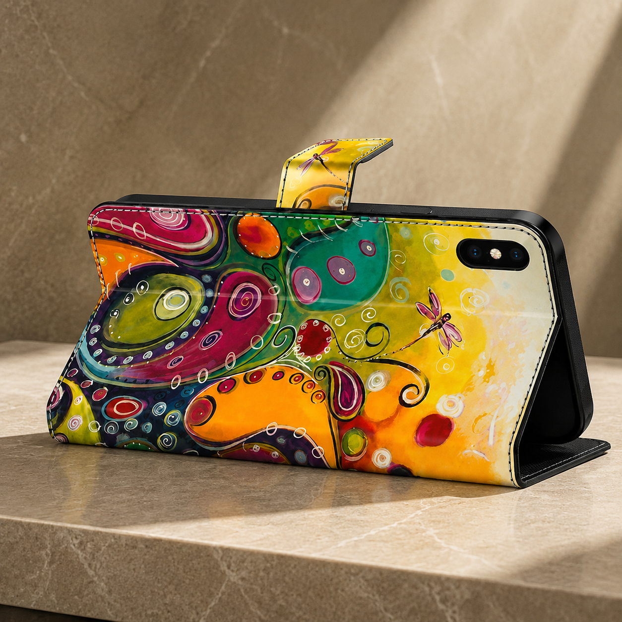 Premium iPhone Case 3D Leather Flip Wallet Magnetic Cover Card Holder Stand Function Shockproof Protective Closure Design Luxury