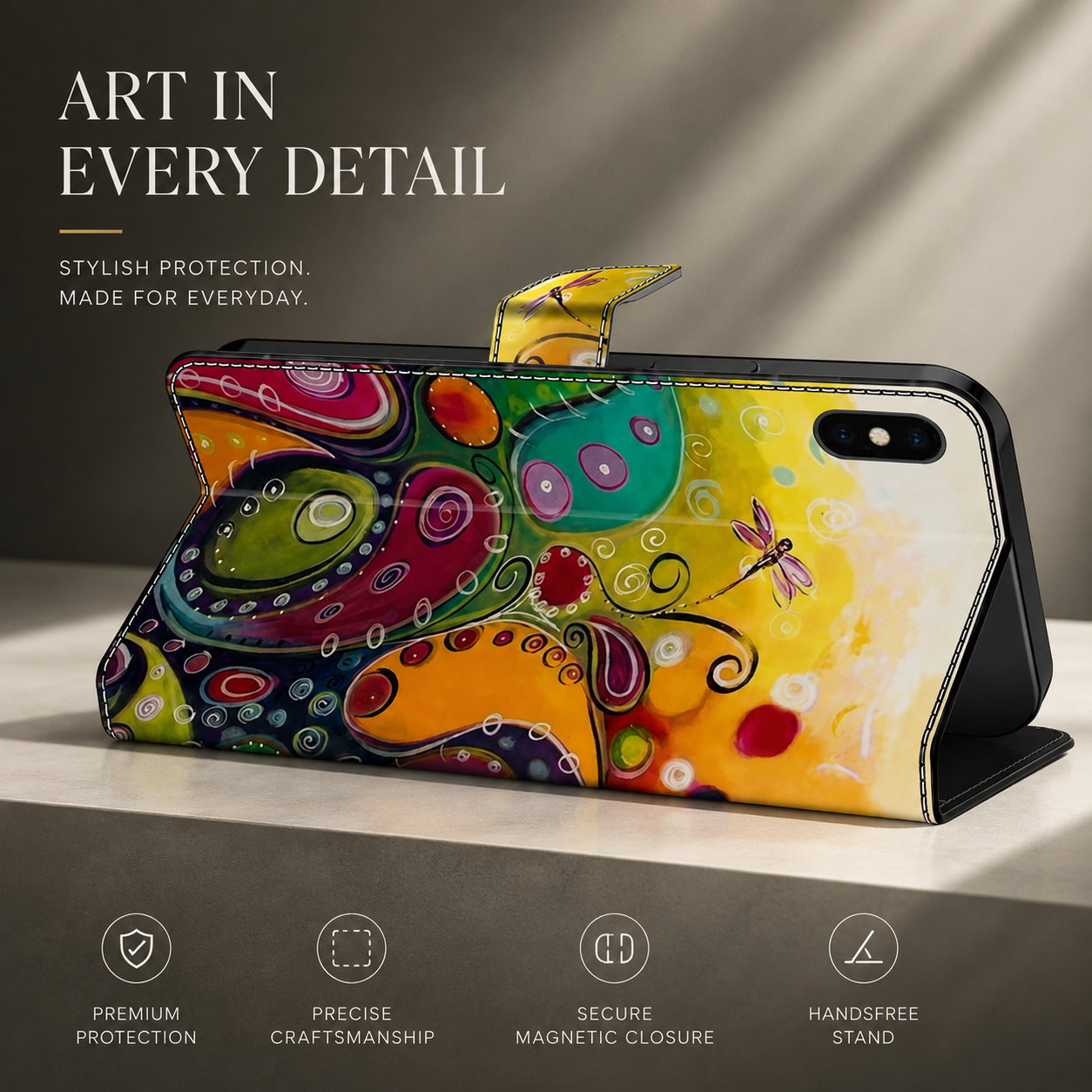 Premium iPhone Case 3D Leather Flip Wallet Magnetic Cover Card Holder Stand Function Shockproof Protective Closure Design Luxury