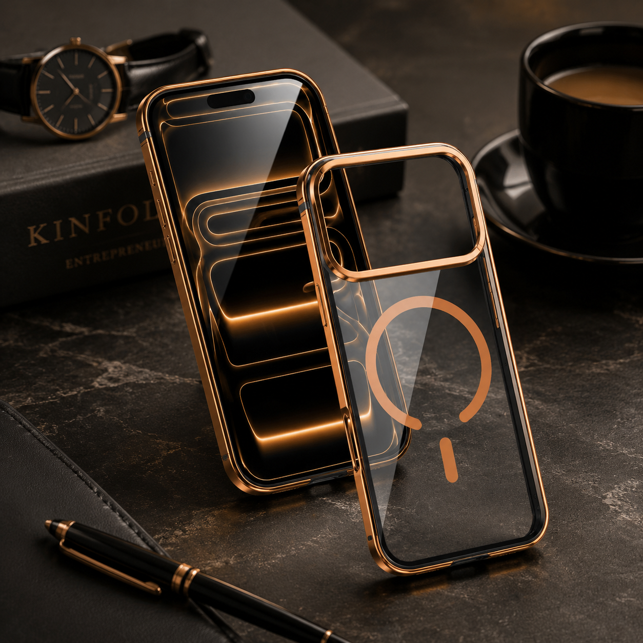 Premium iPhone Case Aluminum Alloy Frame MagSafe Compatible Magnetic Protective Cover Transparent Back Shockproof Camera Lens Guard