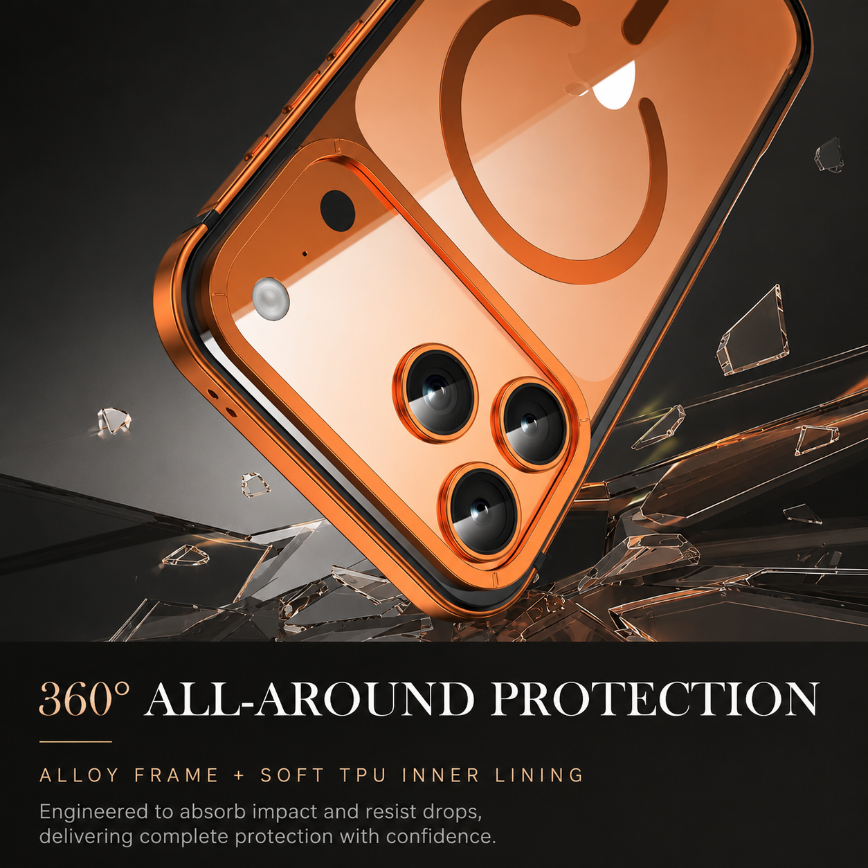 Premium iPhone Case Aluminum Alloy Frame MagSafe Compatible Magnetic Protective Cover Transparent Back Shockproof Camera Lens Guard