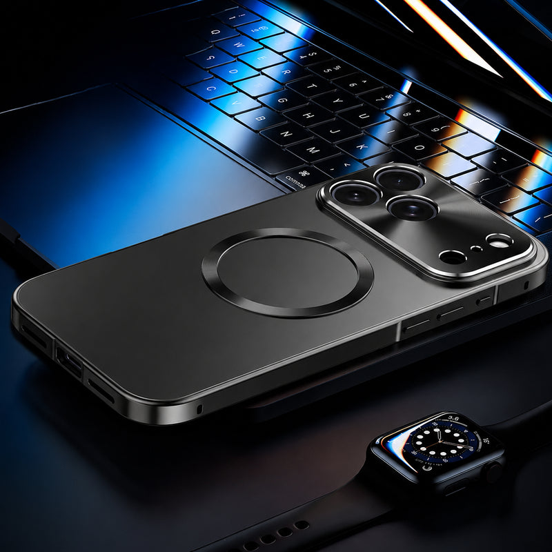 Premium iPhone Case Aluminum Alloy Frame Protective Cover Ultra Thin Frosted Matte Back Shockproof Camera Lens Guard Full Coverage