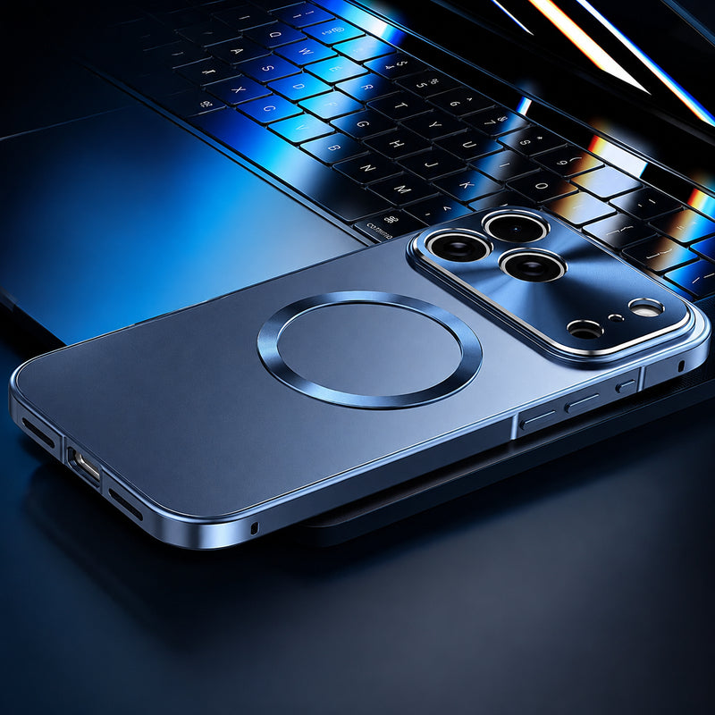 Premium iPhone Case Aluminum Alloy Frame Protective Cover Ultra Thin Frosted Matte Back Shockproof Camera Lens Guard Full Coverage