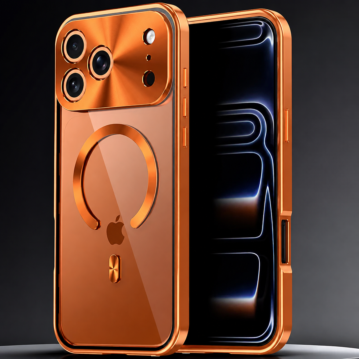 Premium iPhone Case Aluminum Frame MagSafe Compatible Magnetic Cover Built-In Privacy Screen Protector Clear Back Camera Lens Guard Shockproof