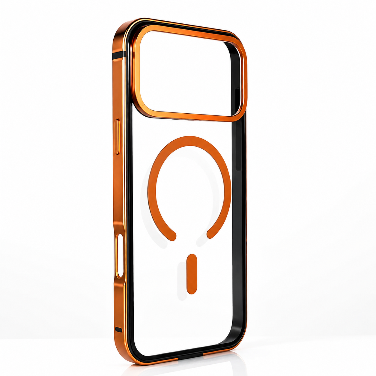 Premium iPhone Case Aluminum Frame MagSafe Compatible Magnetic Protective Cover HD Transparent Backplate Shockproof Camera Lens Guard